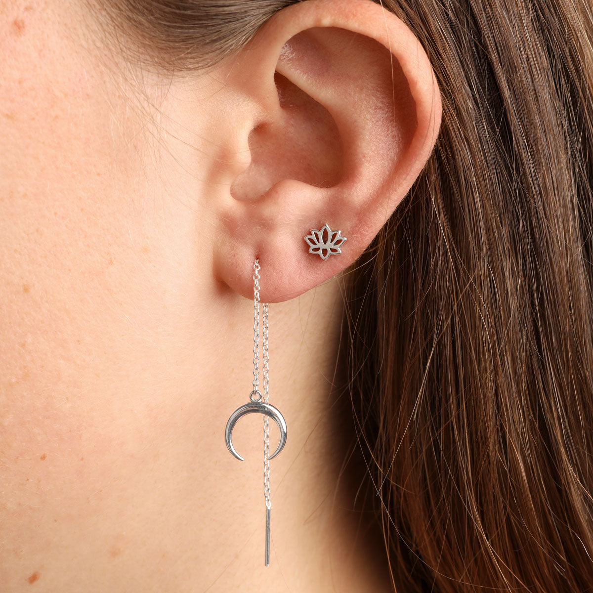 Moon Drop Threaders - Dainty Gold & Silver Earrings for Women, Minimalist Fine Jewelry Gifts | Perfect for Everyday Wear, Parties & Special Occasions