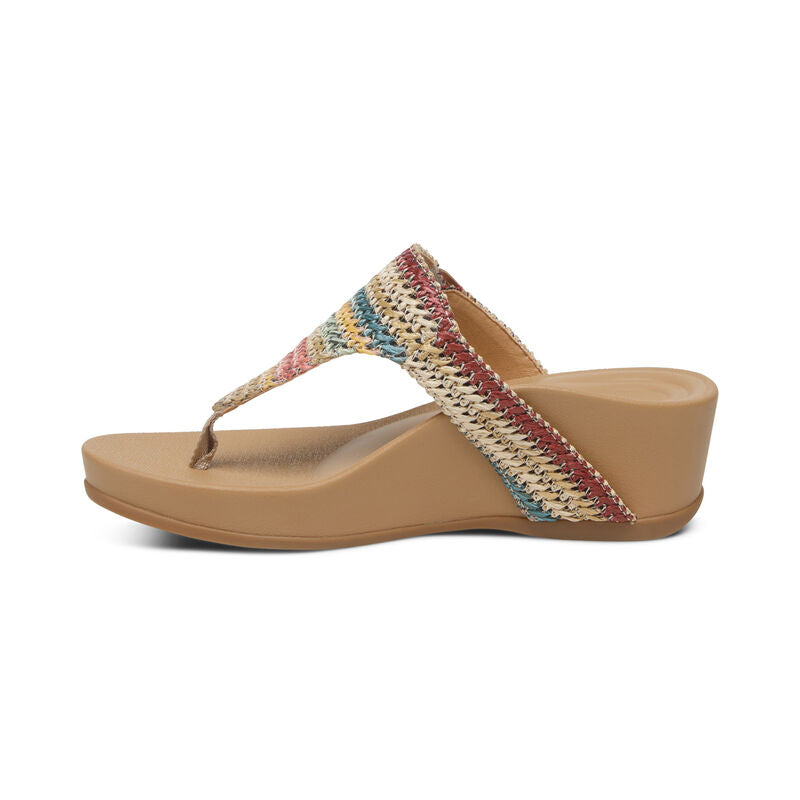 AETREX KATE Thong Wedge Sandals for Women - Comfortable Summer Shoes with Arch Support | Perfect for Beach, Pool, Vacation & Casual Outings