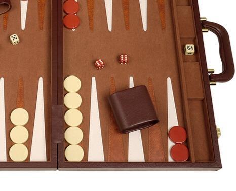 Premium 15-Inch Deluxe Wooden Backgammon Set - Classic Brown Board Game for Adults & Family Game Night, Travel & Casino Style Entertainment