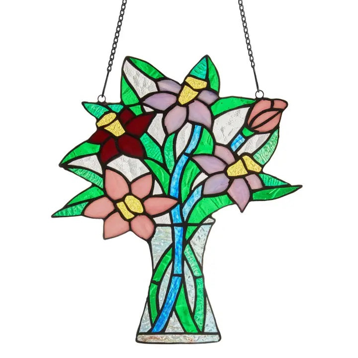 Stained Glass Spring Bouquet - Handcrafted Floral Window Decor for Home & Church - Perfect for Easter, Weddings & Gift Giving