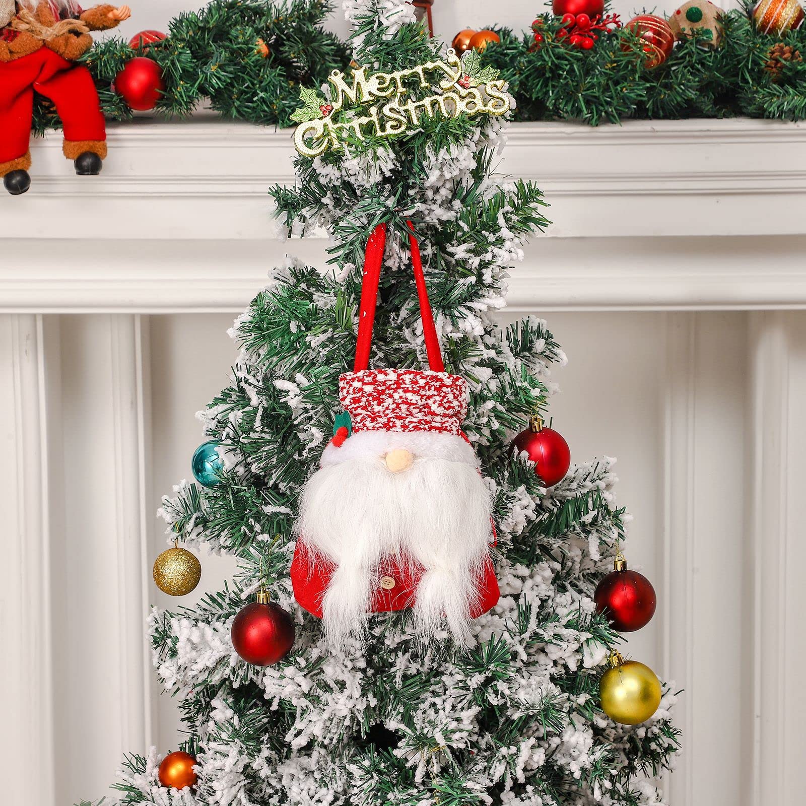 2PCS Santa Claus Drawstring Christmas Candy Bags - Festive Holiday Gift Bags for Candy, Treats & Small Gifts - Perfect for Christmas Decorations, Party Favors & Stocking Stuffers