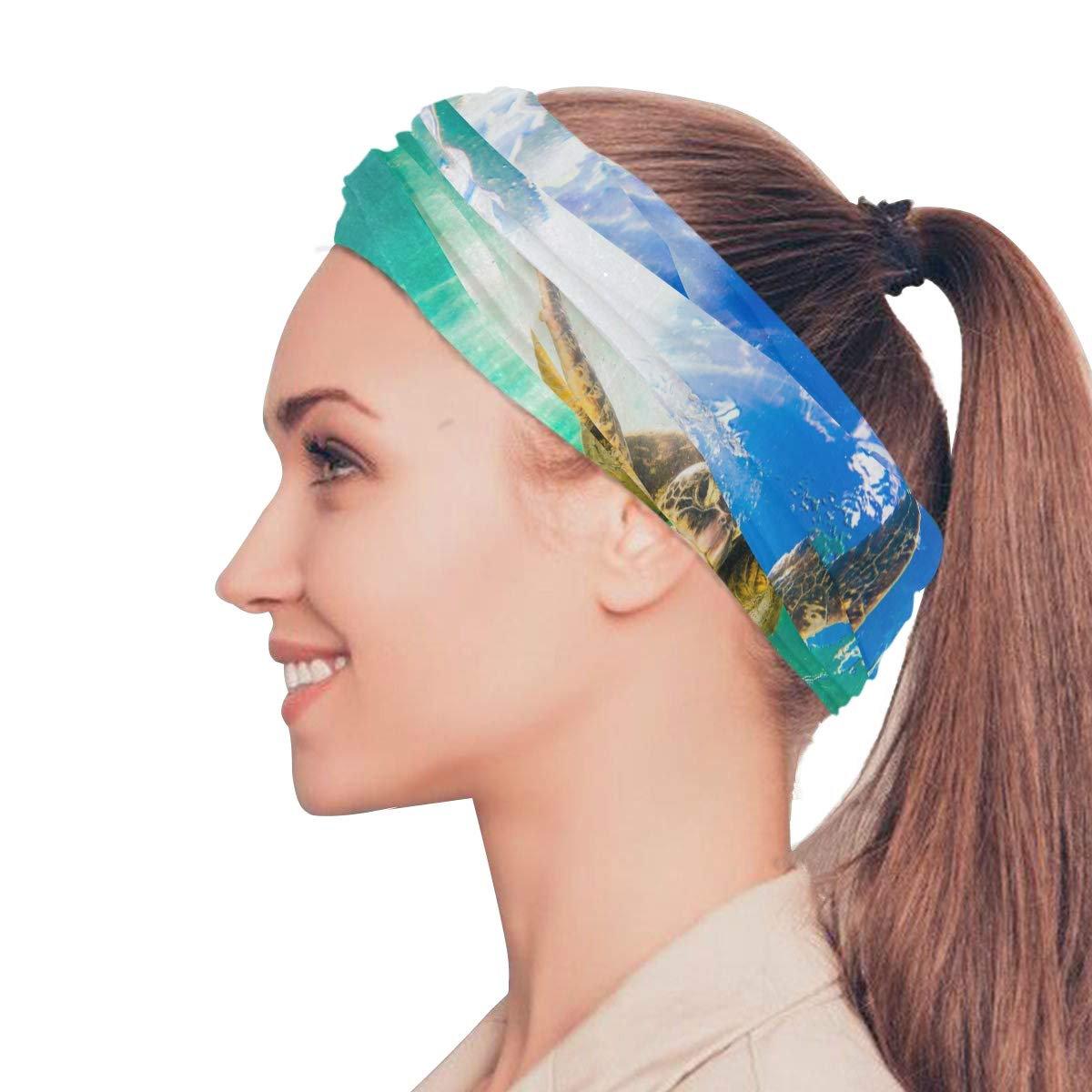 Hawaiian Green Sea Turtle Bandana Face Mask & Neck Gaiter - Breathable Headwear for Women & Men - Perfect for Sports, Hiking, Cycling & Outdoor Activities