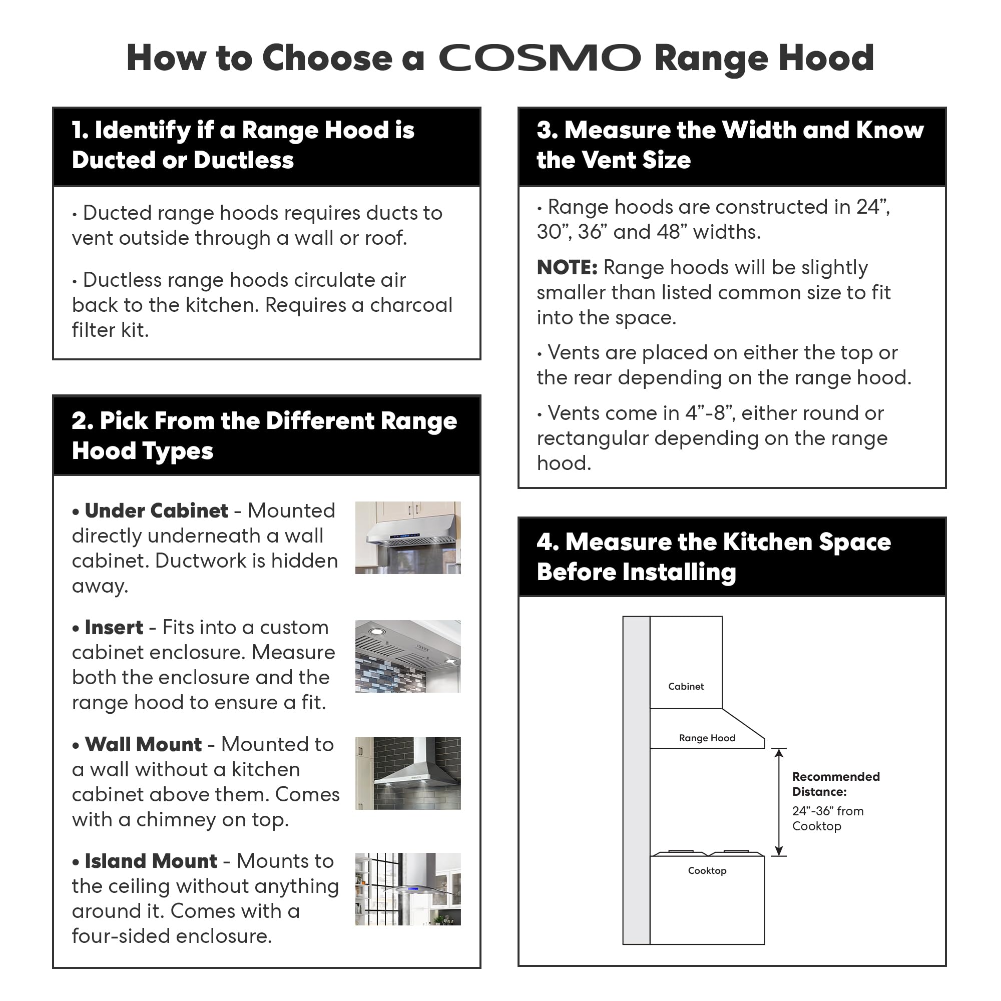 COSMO COS-668A900 36 Inch Stainless Steel Wall Mount Range Hood - 380 CFM Ducted Ventilation with LED Lights & Button Controls | Perfect for Modern Kitchens, Cooking Ventilation & Smoke Removal