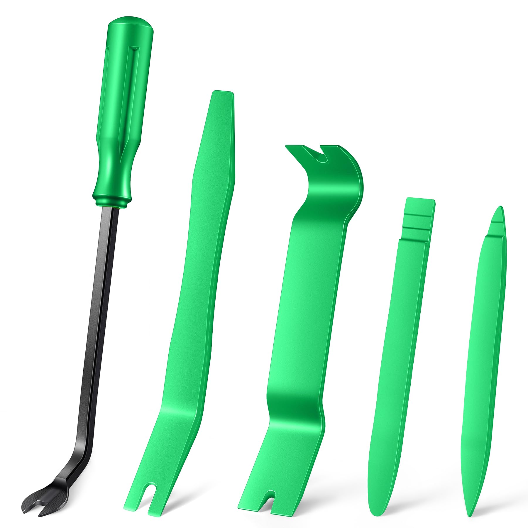 LivTee 5-Piece Auto Trim Removal Tool Kit - No Scratch Plastic Pry Tools for Car Interior Door Panel, Dash & Radio Installation | Safe Clip Fastener Remover Set (Green) | Perfect for DIY Car Repairs & Audio System Upgrades