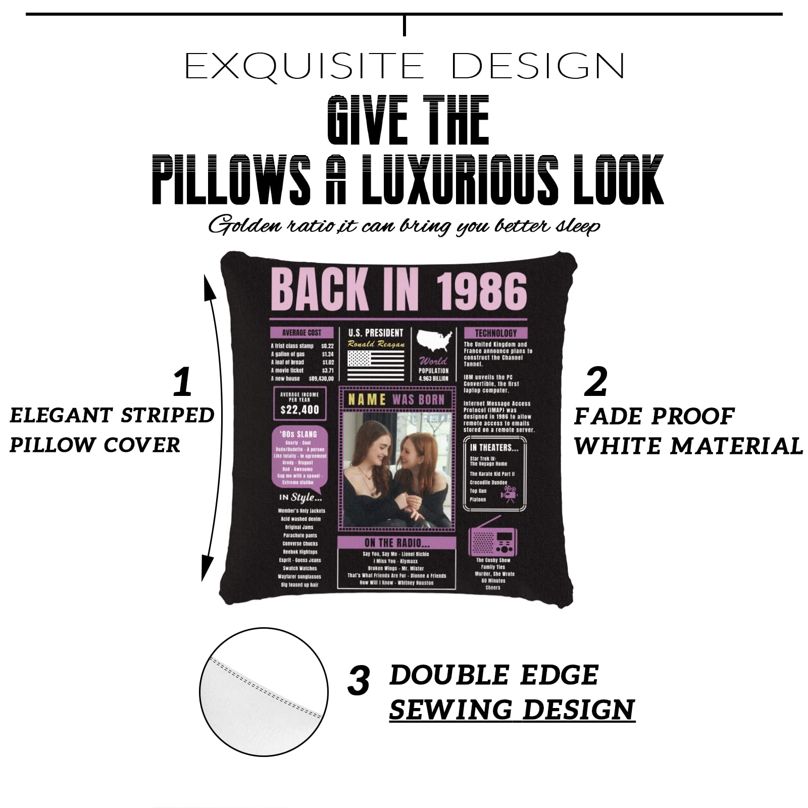 **Custom 38th Birthday Throw Pillow - Soft Purple 1986 Themed Gift for Women & Men - Perfect for Sofa Decor, Party Favors & Anniversary Celebrations**