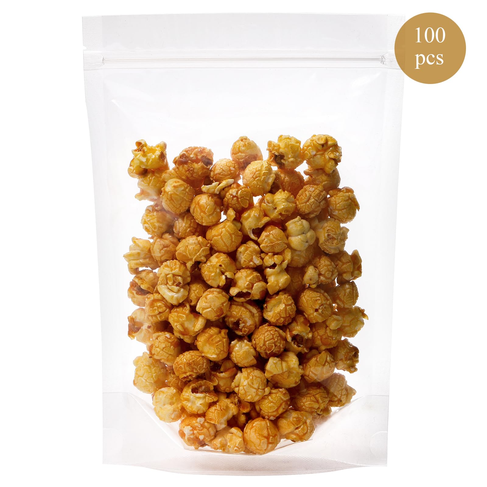 Kingrol 100 Count 7 x 10.25 Inch Clear Stand Up Resealable Zipper Food Storage Bags - Heat Sealable Packaging Pouches for Snacks, Coffee, Nuts & Dry Goods | Perfect for Home, Office & Commercial Use