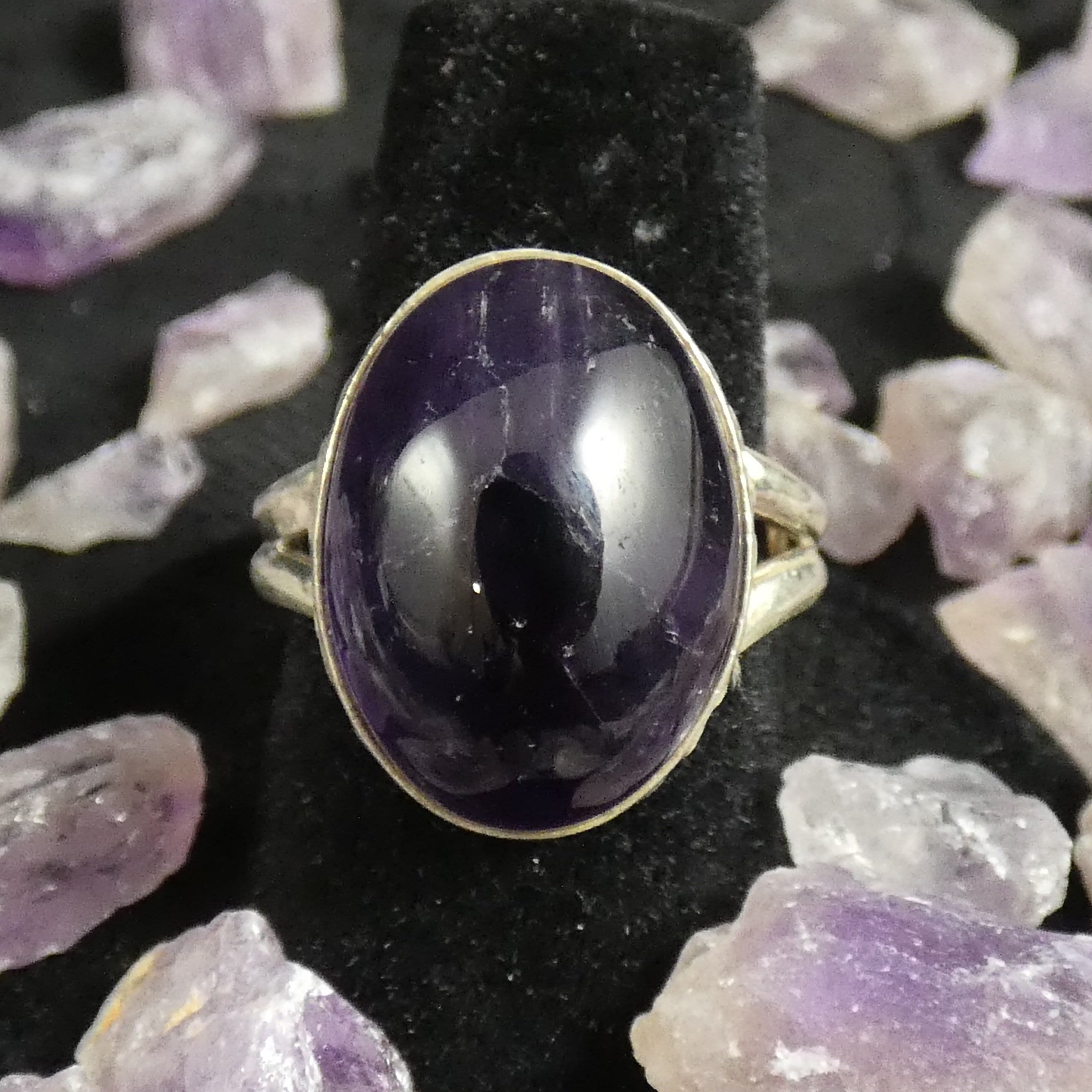 Amethyst Sterling Silver Ring for Women - Size 8.5 - Elegant Purple Gemstone Jewelry for Everyday Wear & Special Occasions