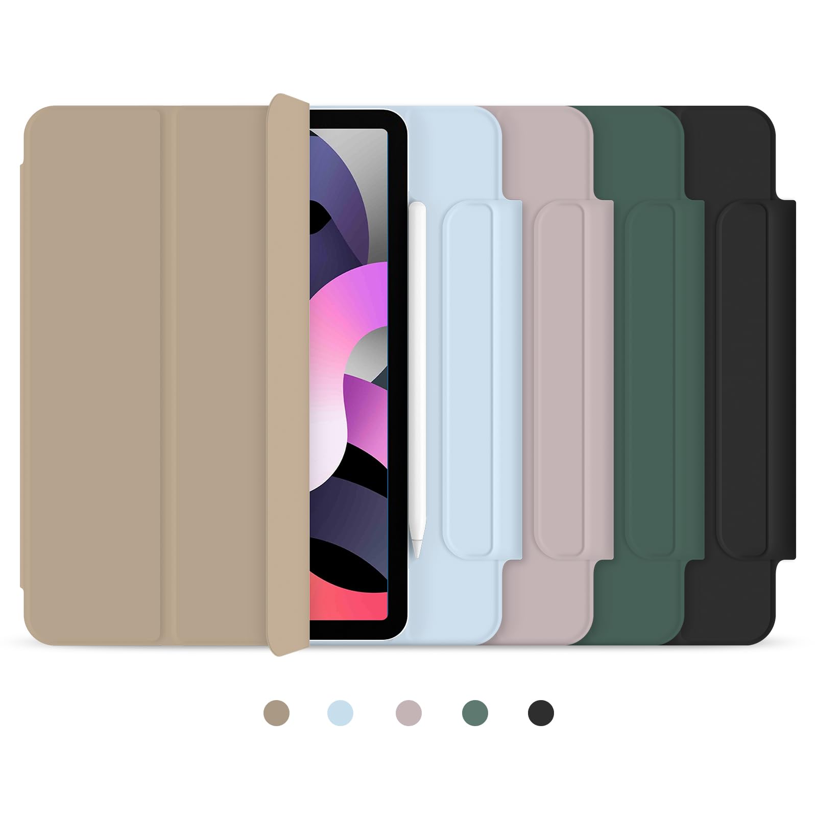Magnetic Slim Smart Folio Case for iPad Air 7/6/5/4 (10.9 & 11 Inch) - Compatible with iPad Air 5th/4th Gen 2022/2020 & M3/M2 2025/2024 Models - Auto Sleep/Wake Function - Oat Coffee Color - Perfect for Work, Study & Travel Protection