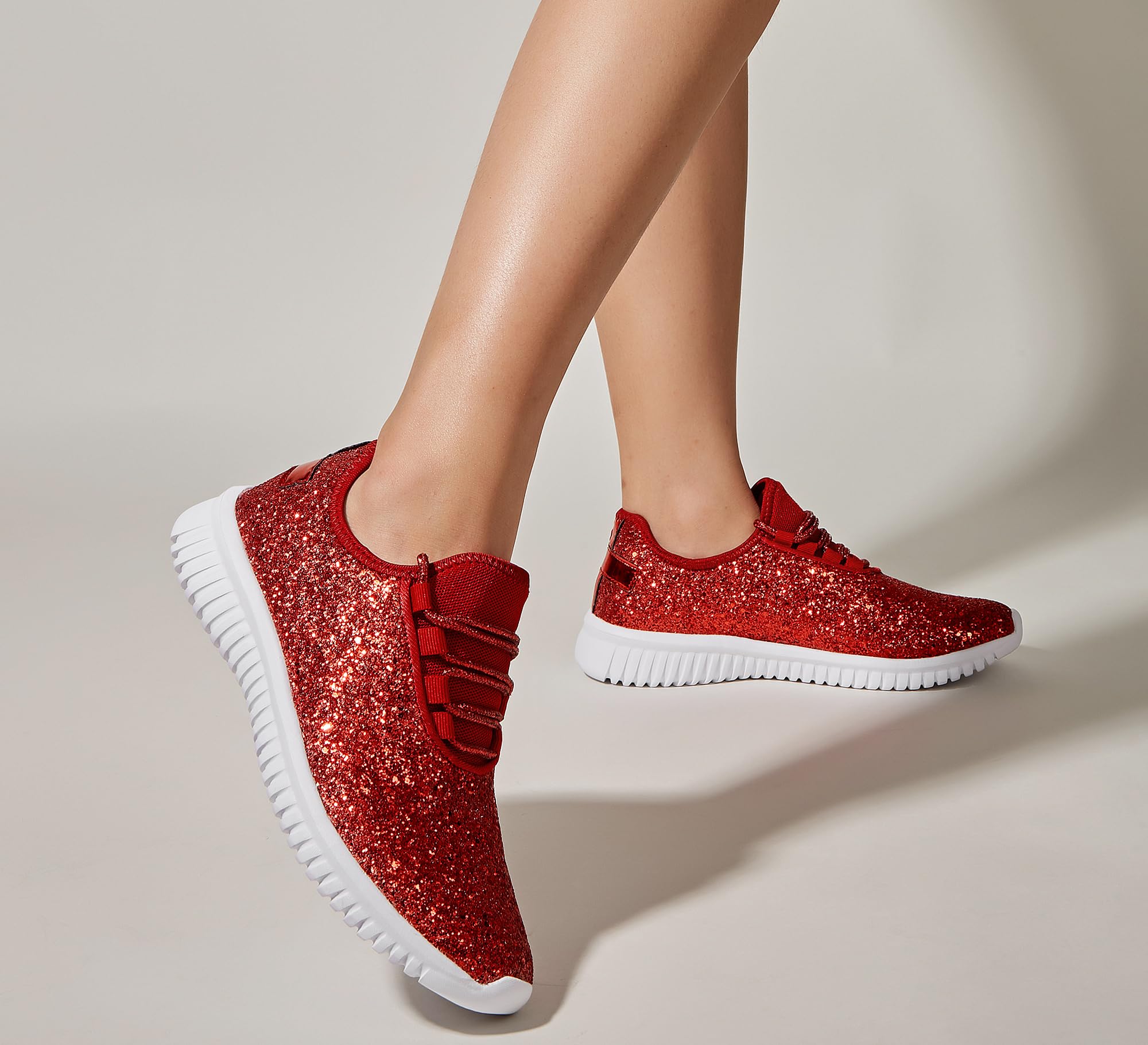 K KIP WOK Women's Fashion Glitter Slip-On Sneakers - Lightweight Running Shoes for Tennis, Walking & Casual Wear | Perfect for Gym, Workout & Everyday Comfort
