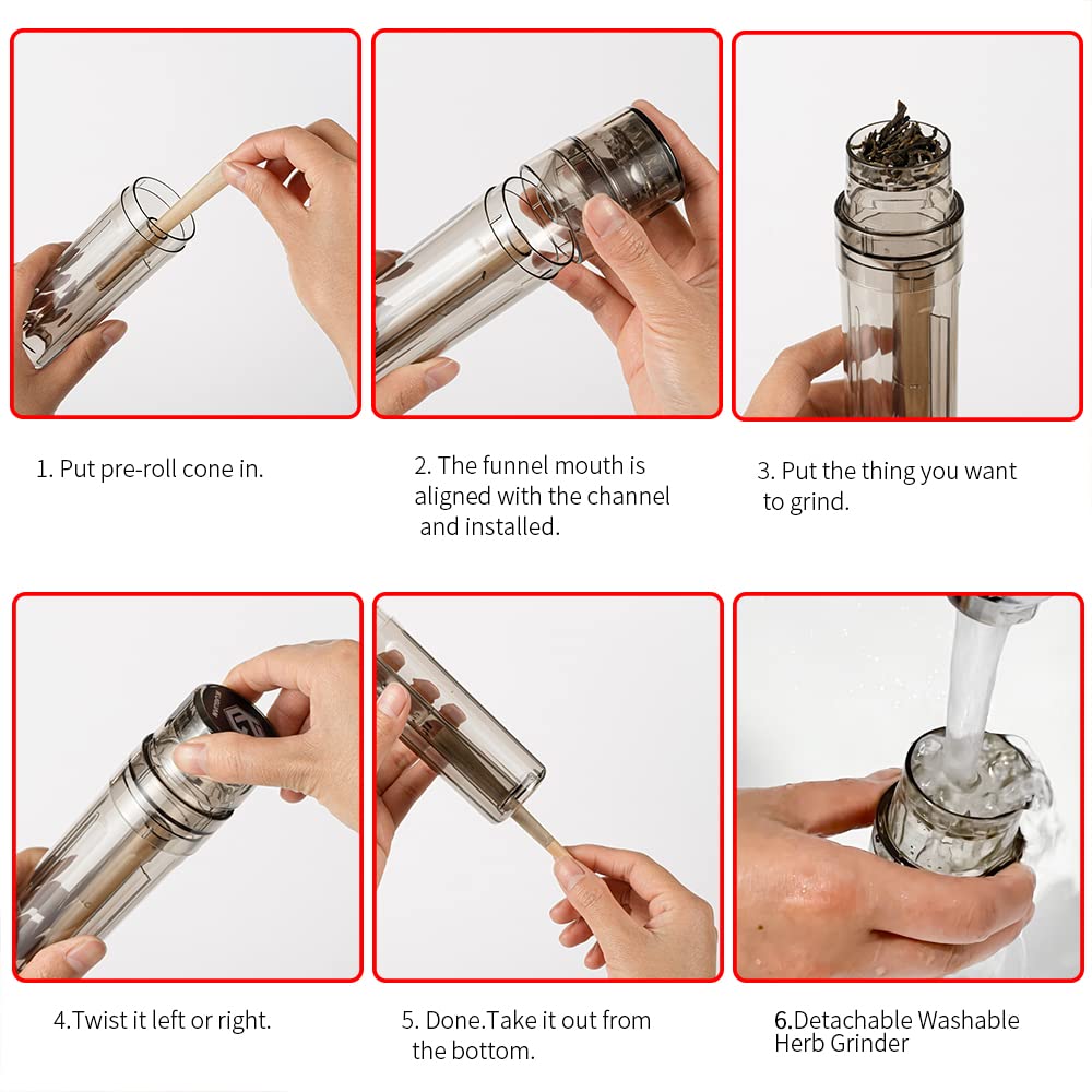 Premium Portable Herb Grinder & Pre-Roll Cone Loader Kit - All-in-One Spice Crusher with 12 Free Rolling Cones - Perfect for Rolling Perfect Joints at Home or On-the-Go