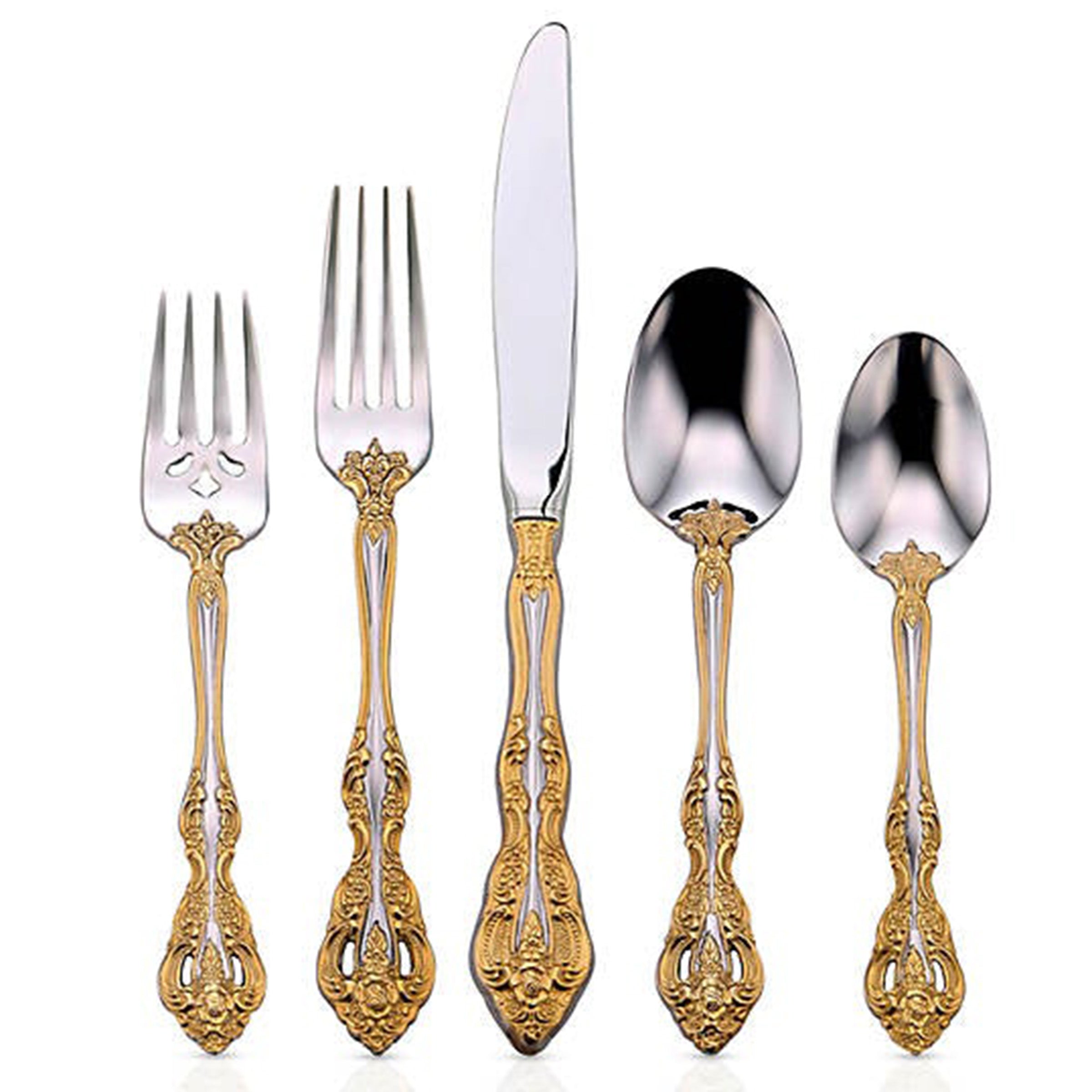 Golden Michelangelo 20-Piece Stainless Steel Flatware Set - Elegant Dining Utensils for Everyday Use, Dinner Parties & Wedding Gifts