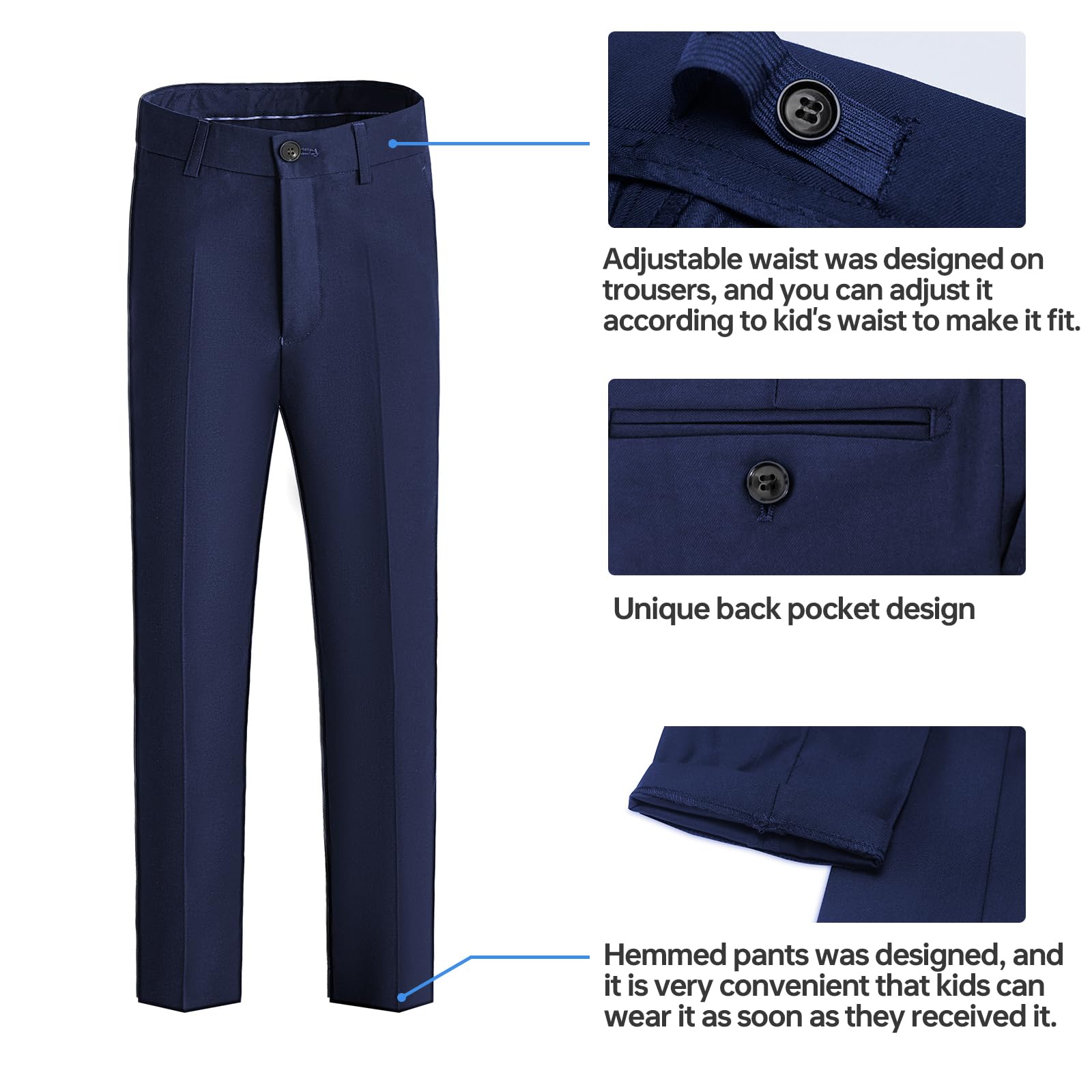 Happy Dolphin Boys Suit Set - Modern Fit Adjustable Waistline Formal Wear for Weddings, Communions & Special Occasions - Perfect for Church Events, Family Gatherings & Photo Shoots