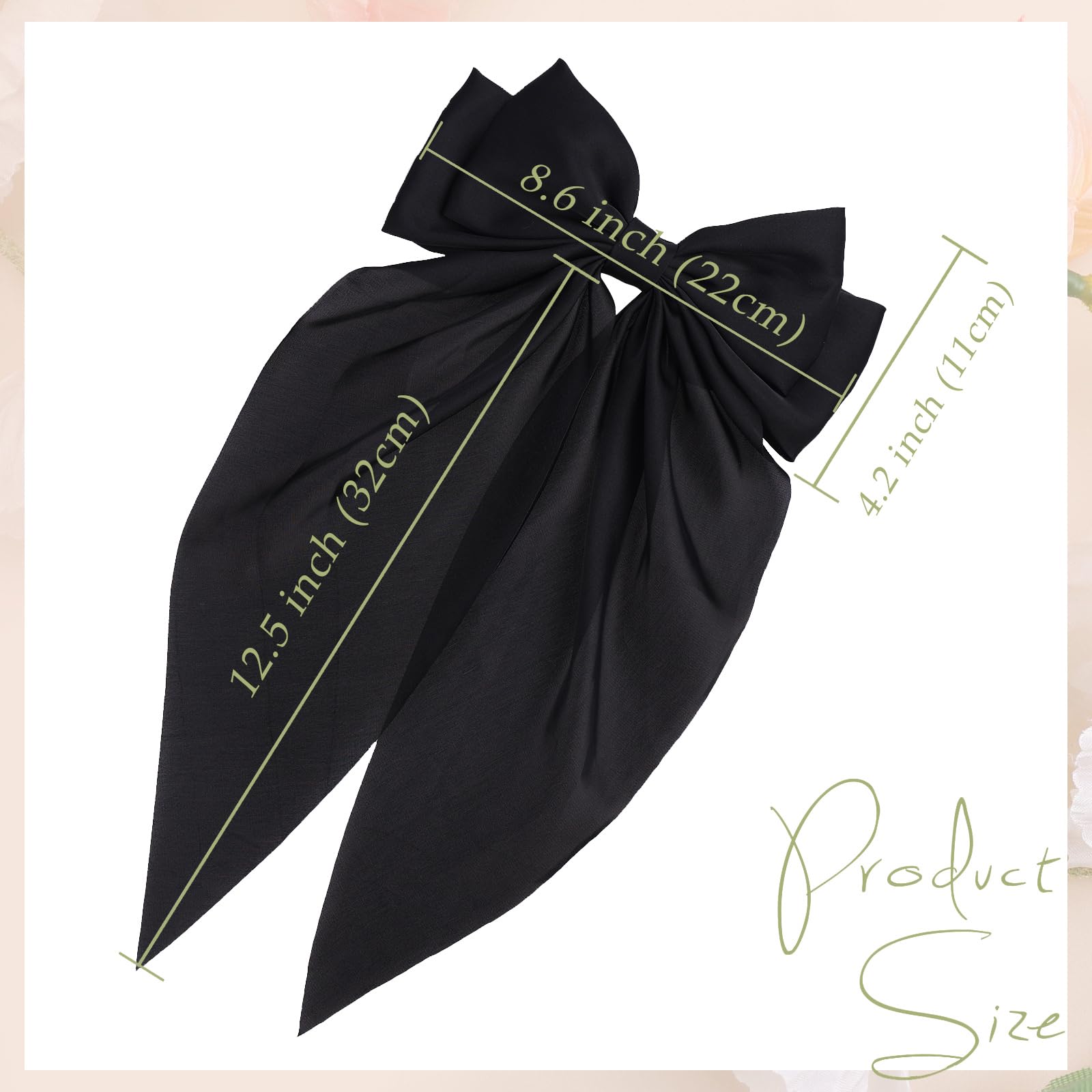 MRJ 4 Pack Large Satin Hair Bows for Women & Girls - Elegant Hair Clips with Metal Barrettes, Aesthetic Bowknot Hair Accessories for Parties, Weddings & Daily Styling