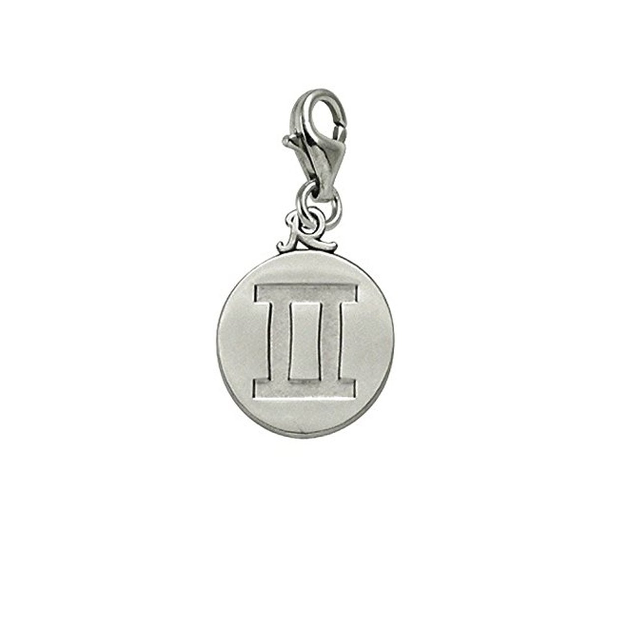 Gemini Zodiac Charm with Lobster Claw Clasp - Sterling Silver Pendant for Bracelets & Necklaces | Perfect for Birthday Gifts, Jewelry Making & Astrology Lovers