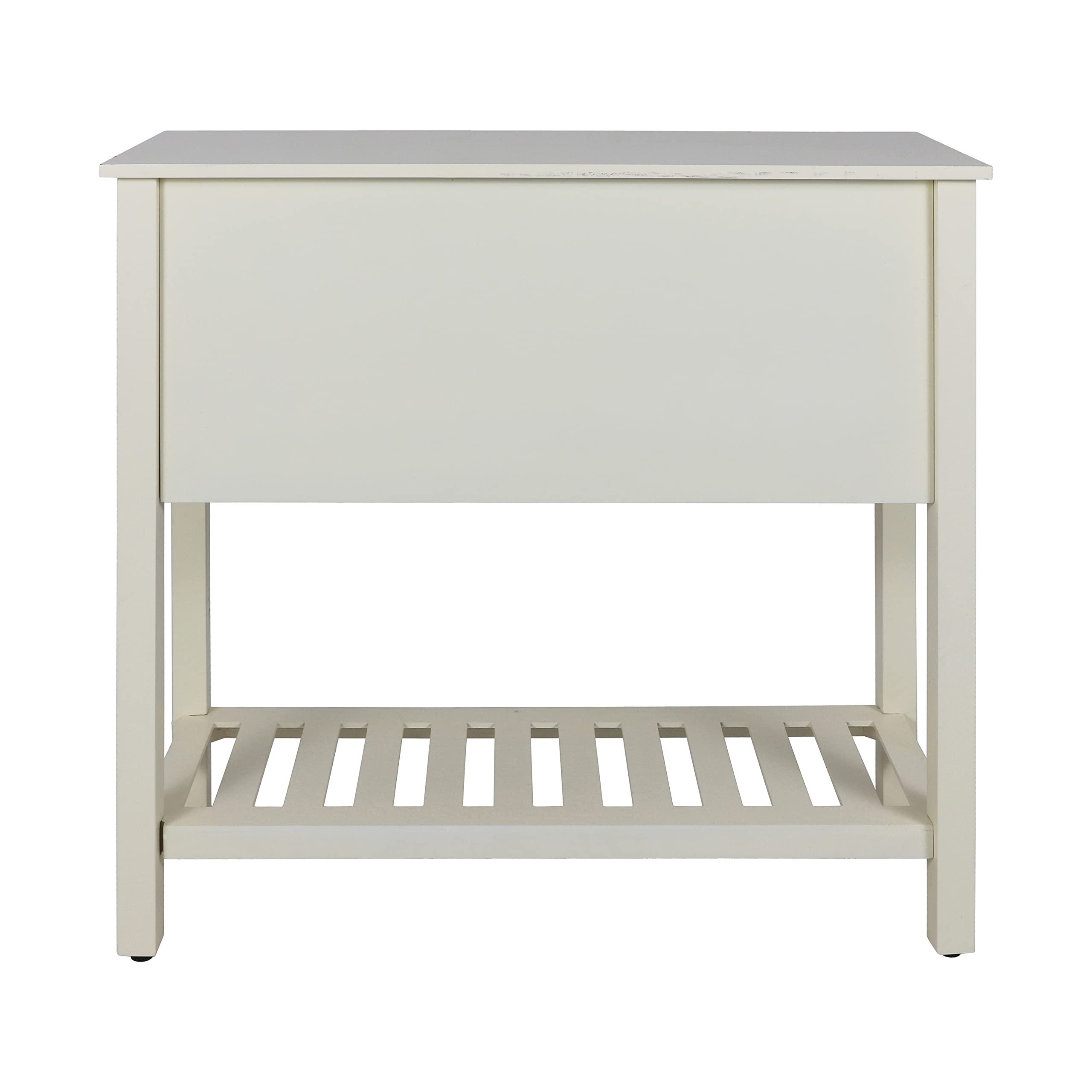 Decor Therapy Bailey Bead Board 4-Drawer Console Table - 14x32x32 Inches, Antique White Finish - Perfect for Entryway, Living Room & Hallway Decor