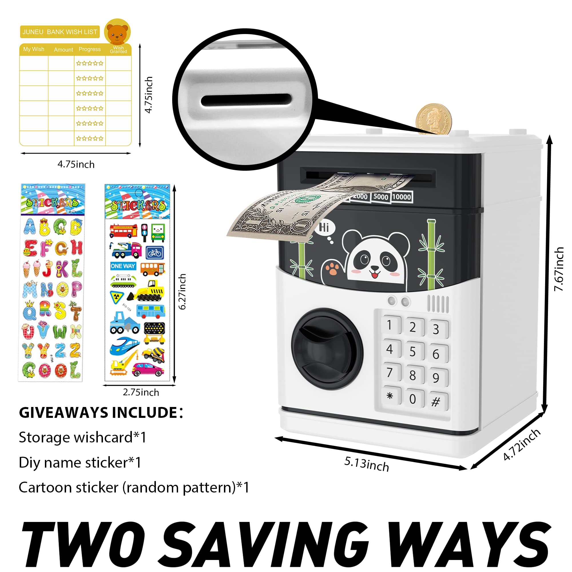 Electronic Password ATM Piggy Bank for Kids - Cute Money Saving Box with Auto Scroll for Coins & Bills - Best Gift for Boys & Girls - Perfect for Birthday, Allowance Savings & Financial Learning