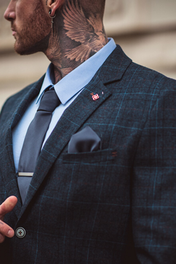 Cavani Cody Men's Blue Slim Fit Tweed Style Jacket - Classic Casual Blazer for Office, Wedding & Outdoor Events
