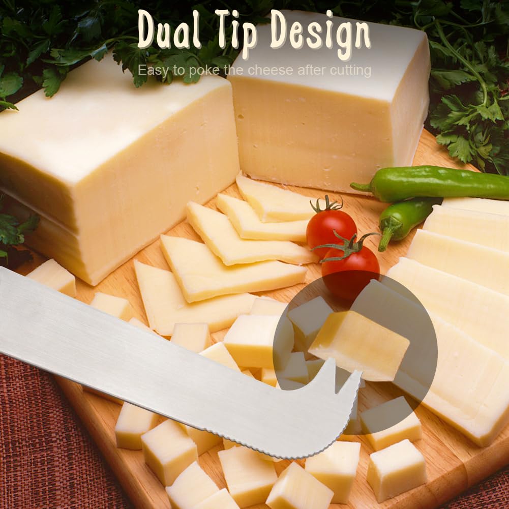 2 Pack Stainless Steel Cheese Slicer & Knife Set - Professional Block Cheese, Butter & Avocado Cutter - Silver Kitchen Utensils for Cheese Platters, Charcuterie Boards & Food Prep