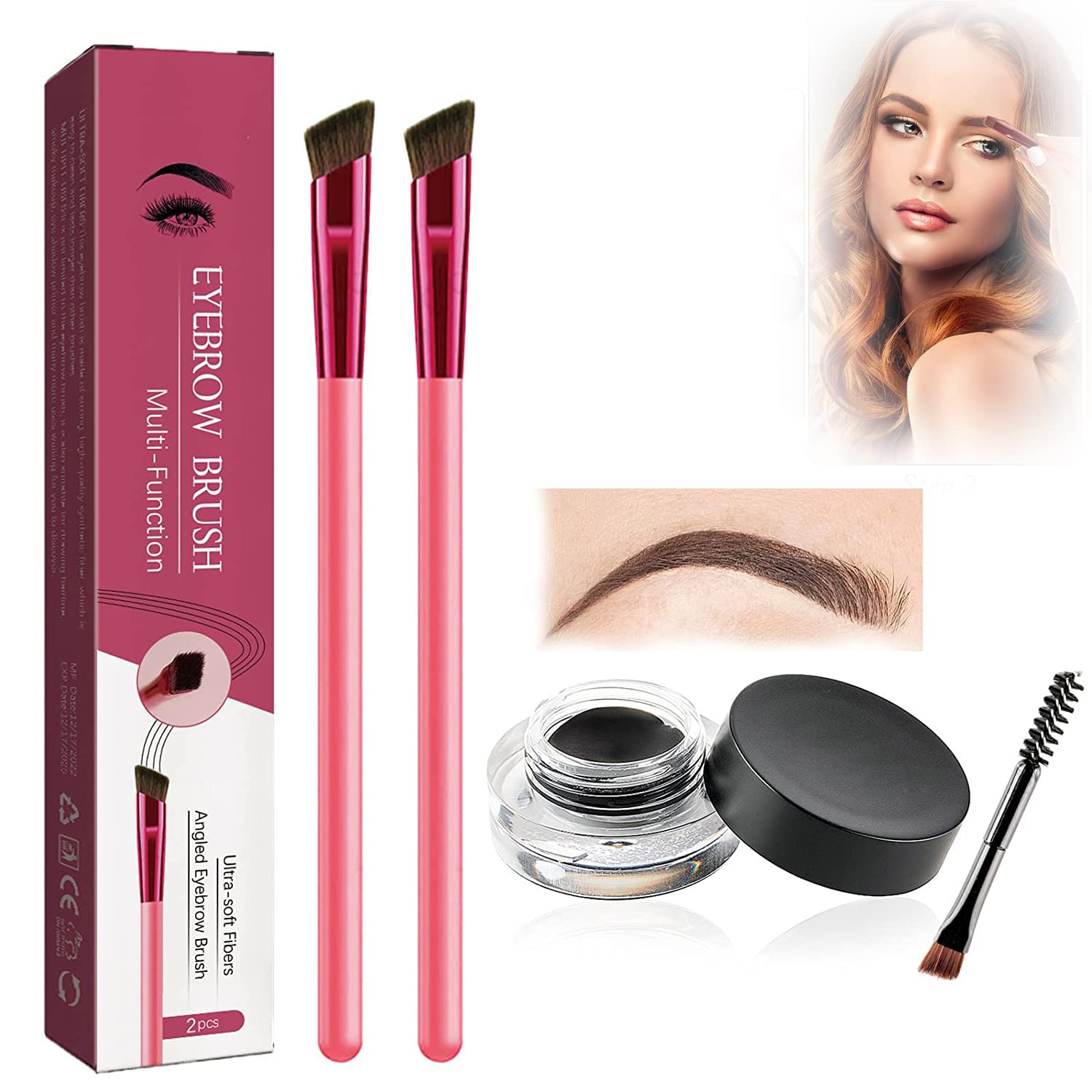 4D Hair Stroke Brow Stamp Brush - Ultra-Thin Eyebrow Brush for Realistic Microblading Effect, Multi-Function Brow Stamp Kit with Dark Brown Pigment | Perfect for Eyebrow Makeup, Microblading Practice & DIY Beauty