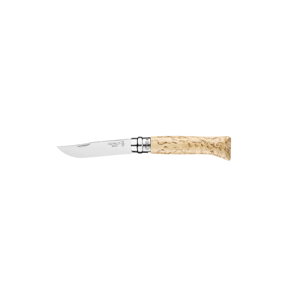 Opinel No.08 Sampo Folding Knife with Curly Birch Wood Handle - Perfect for Camping, Hiking, and Outdoor Adventures