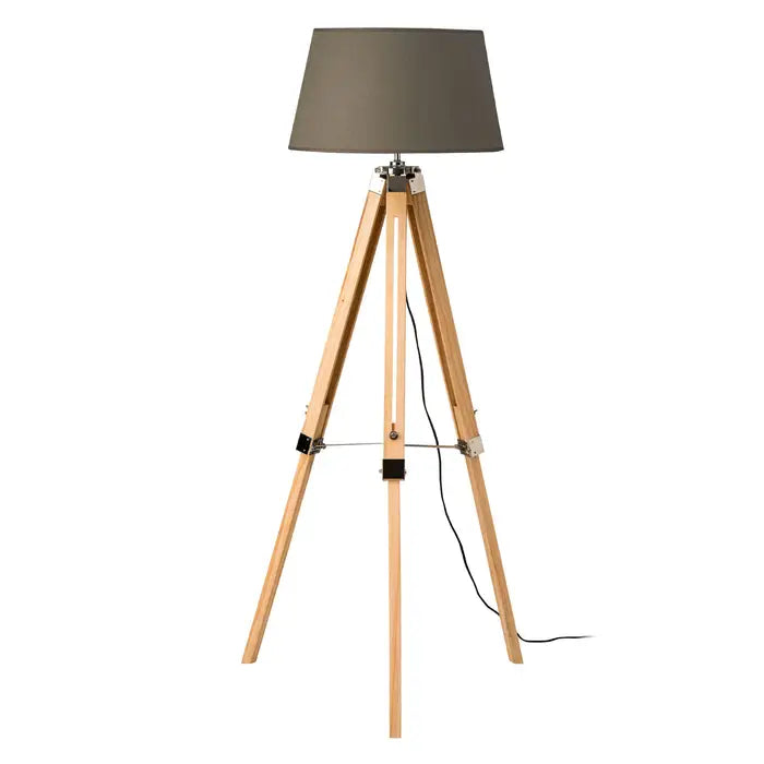 Brook Adjustable Grey Shade Tripod Floor Lamp - Modern Standing Light for Living Room, Bedroom & Office Decor