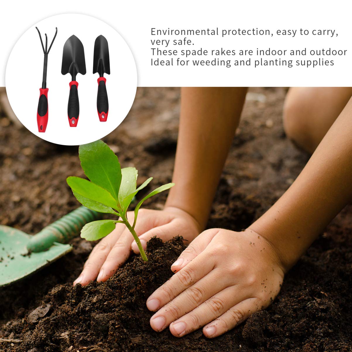 Hemoton Kids Gardening Tools Set - Dual Purpose Flower Shovel & Rake for Toddlers | Durable Child-Safe Garden Tools Kit for Outdoor Planting, Flower Beds & Backyard Activities