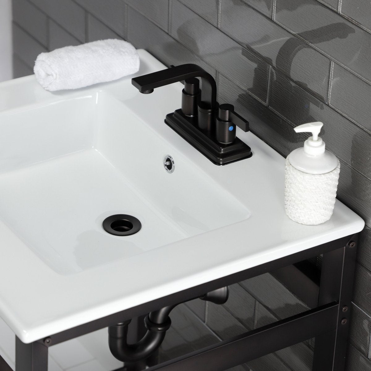 25 x 22 Inch White Ceramic Wall Mount Bathroom Console Sink with 3 Hole Faucet - Perfect for Modern Powder Rooms, Guest Baths & Small Space Vanities