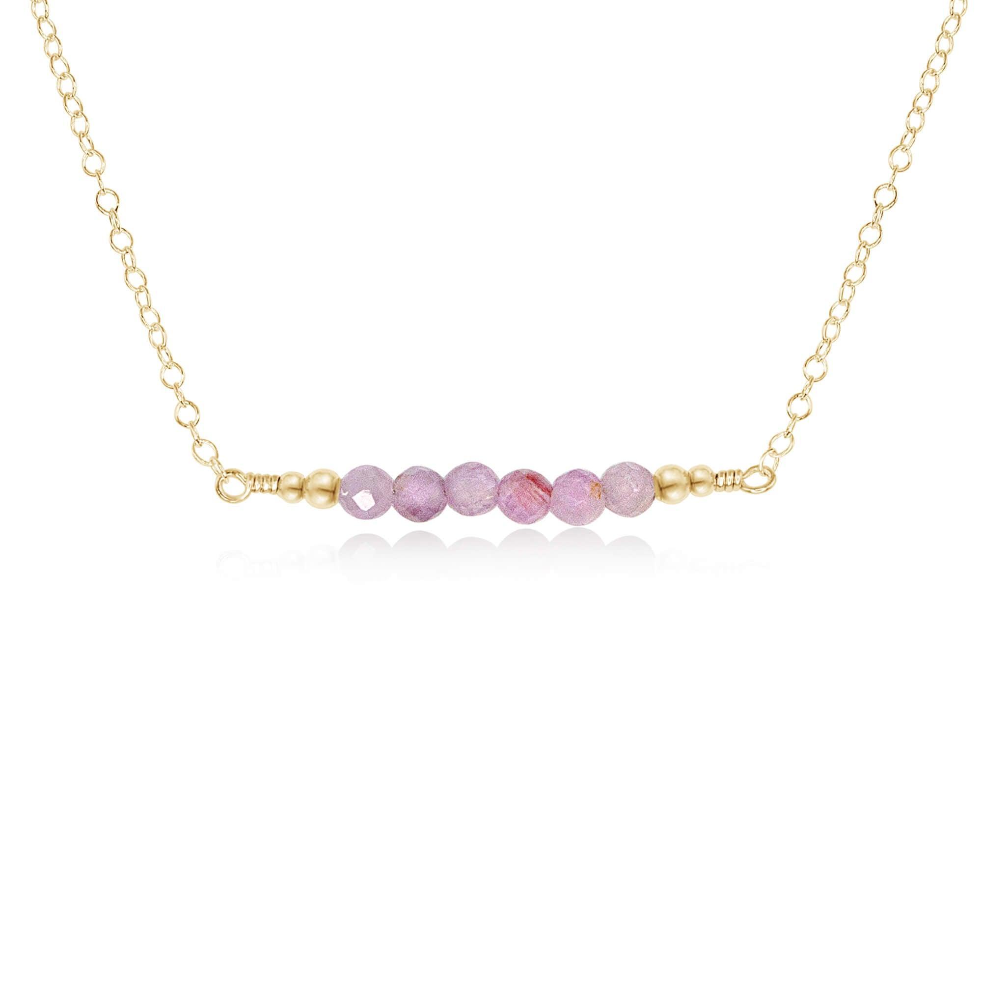 Sparkling Kunzite Faceted Bead Bar Necklace - Elegant Rose Quartz Jewelry for Women, Dainty Layering Necklace for Everyday Wear, Perfect Gift for Birthday, Anniversary & Valentine's Day