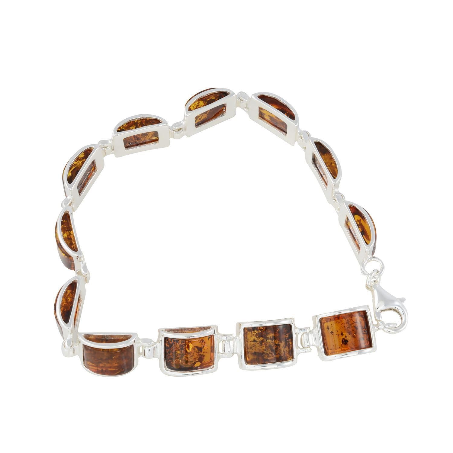 Genuine Baltic Amber Bracelet for Women - Sterling Silver Honey Amber Jewelry, Lottie Collection | Elegant & Healing Amber Bracelet for Adults, Perfect for Gifts, Meditation & Stress Relief