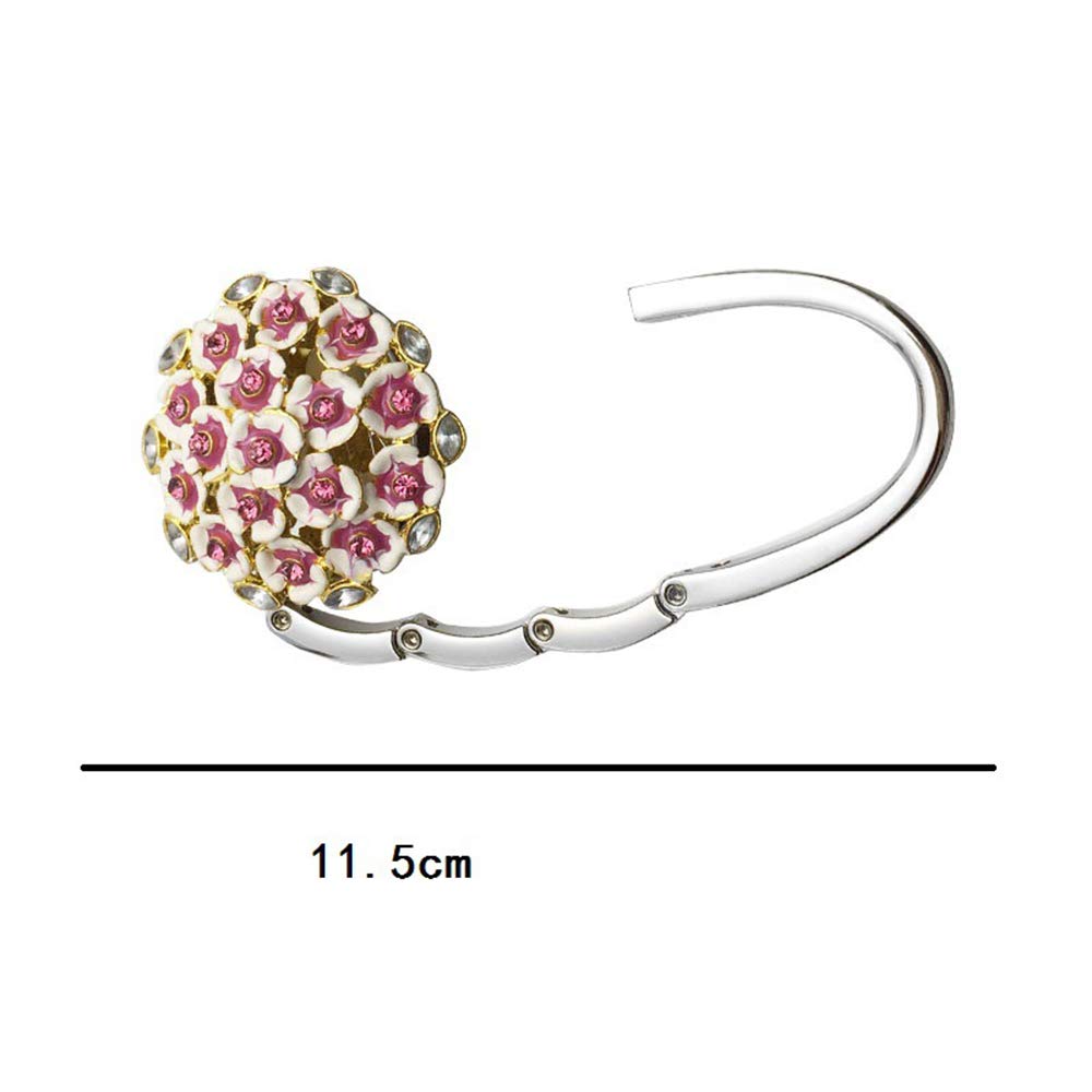 Elegant Rhinestone Flower Metal Purse Hook - Foldable Handbag Hanger for Table, Restaurant & Travel - Durable Bag Holder for Women's Purses, Totes & Shopping Bags
