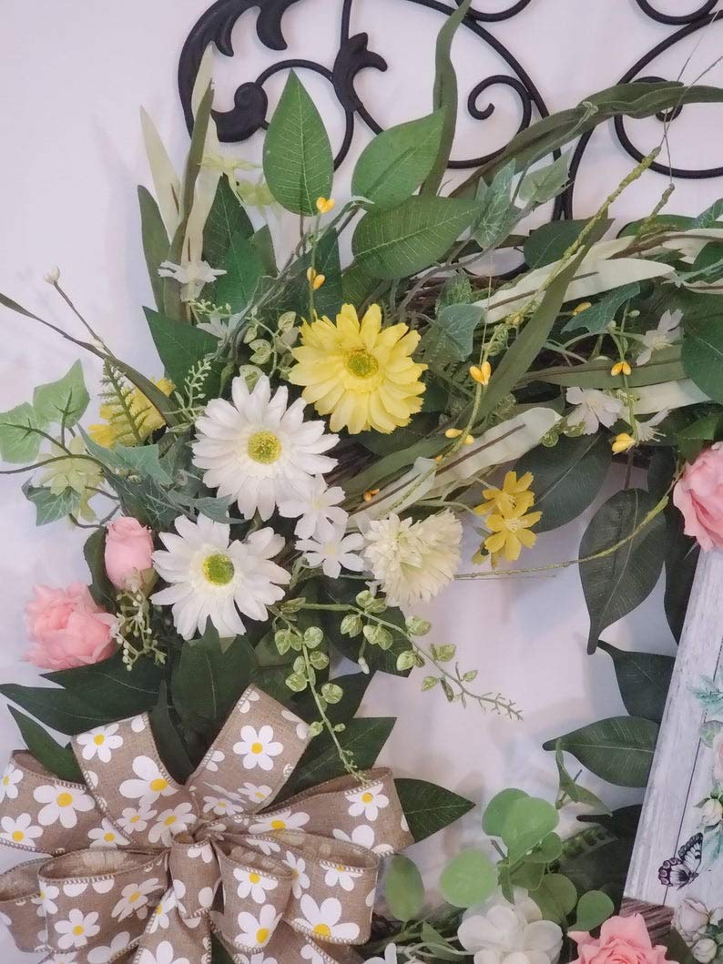 Easter Spring Wreath - Floral Decor for Front Door, Home & Party - Perfect for Easter, Spring Decorations & Holiday Celebrations