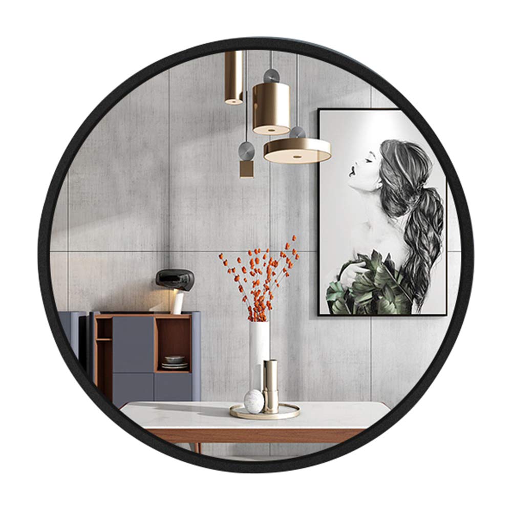 LDFZ 60cm Round Bathroom Wall Mirror with Metal Frame - HD Explosion-Proof Silver Glass for Vanity, Makeup & Home Decor