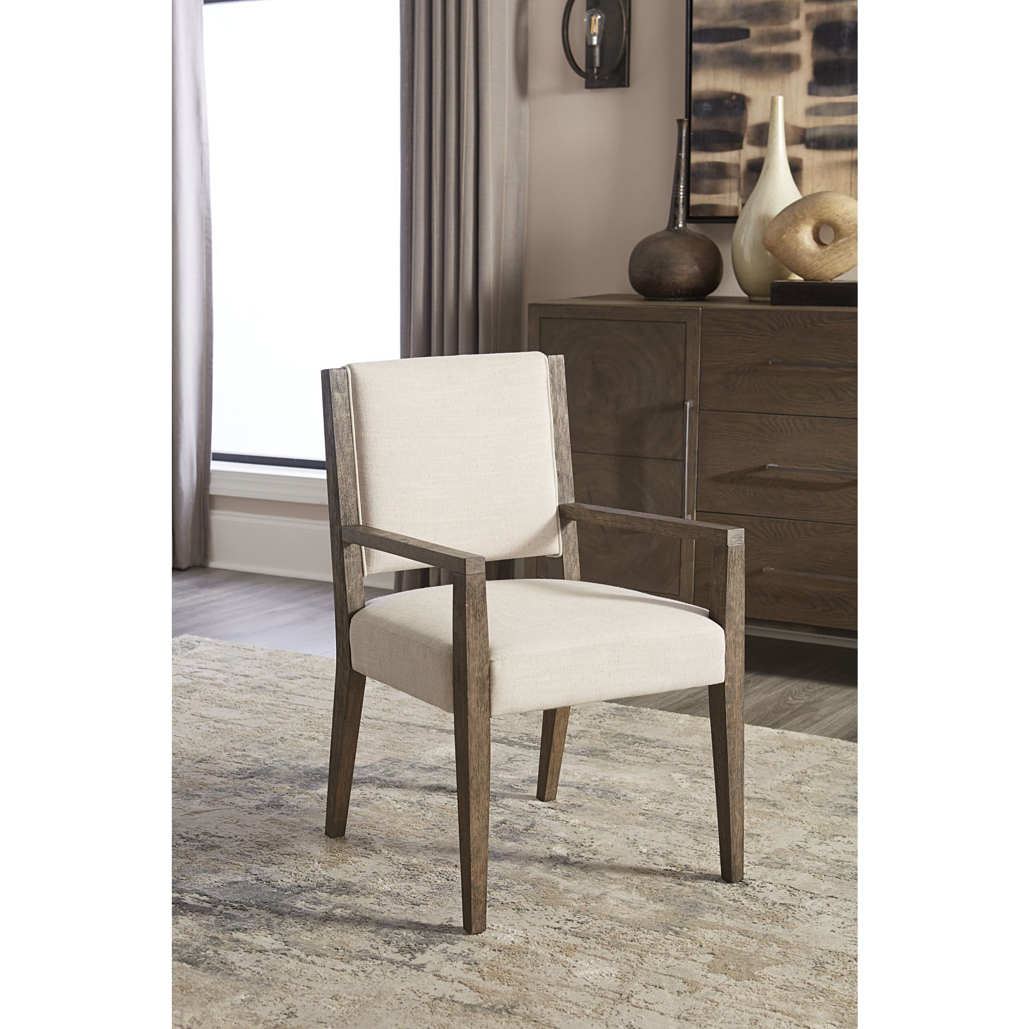 Oakland Upholstered Arm Chair in Brunette - Comfortable Living Room Accent Chair for Home Office, Lounge & Reading Nook