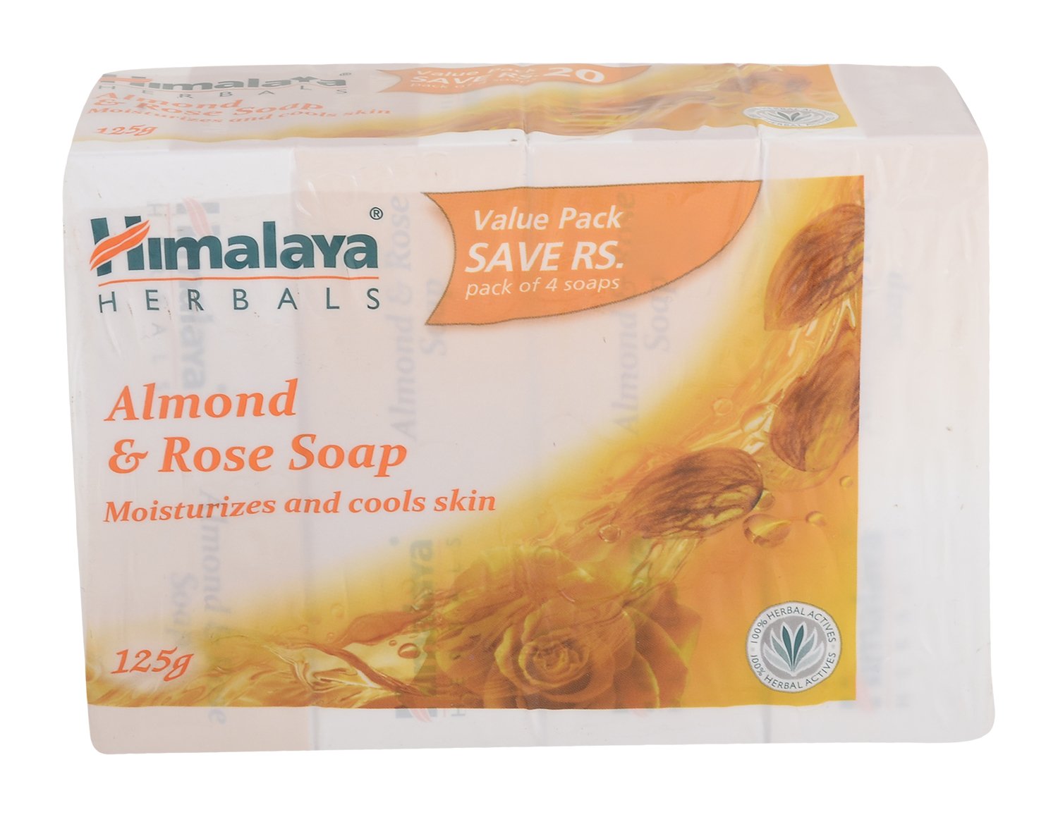 Himalaya Herbals Almond & Rose Soap - 4 Pack (125g Each) for Glowing Skin & Aromatherapy | Natural Skincare & Relaxation