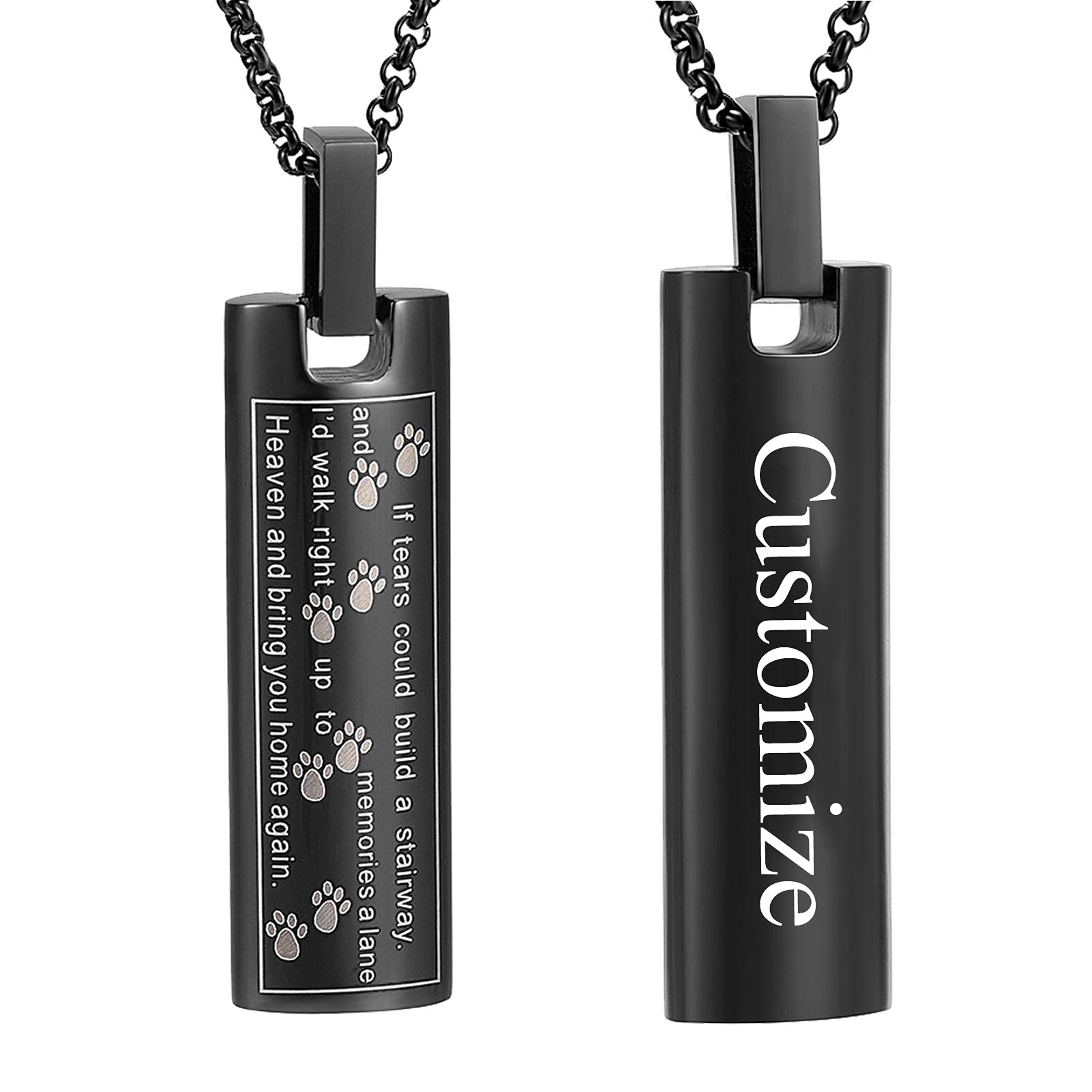 Stainless Steel Pet Cremation Jewelry for Dog & Cat Ashes - Paw Print Memorial Keepsake Urn Necklace | Perfect for Honoring Beloved Pets & Keeping Memories Close
