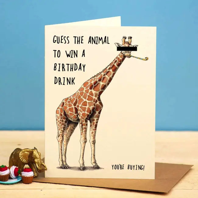 Bewilderbeest Greeting Card - Handmade Giraffe Design for Birthday, Anniversary & Thank You Cards | Perfect for Animal Lovers & Unique Gift Giving