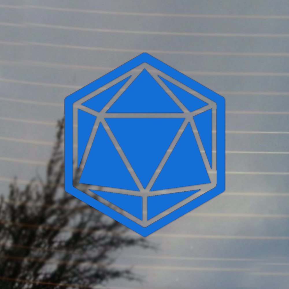 20 Sided Dice Vinyl Decal for Cosplay, D&D Gaming & Fan Gear - Olympic Blue | Perfect for Tabletop RPGs, Laptop Decoration & Gift Giving
