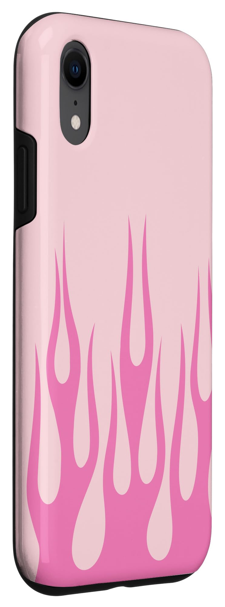 iPhone XR 粉色火焰保护壳 - 浅粉柔光背景，时尚个性设计，适用于日常通勤、聚会派对、旅行拍照等场景