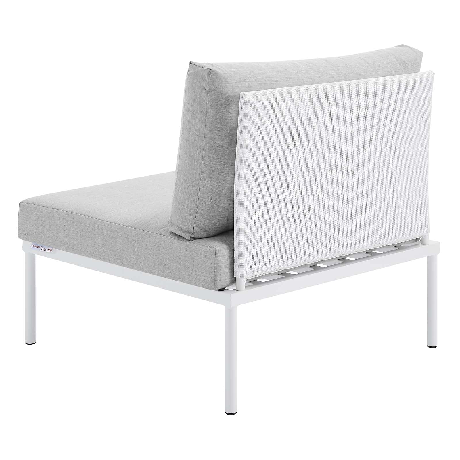 Modern Aluminum Sofa Middle Chair - White Grey Metal Outdoor Patio Furniture for Balcony, Cafe & Garden Relaxation
