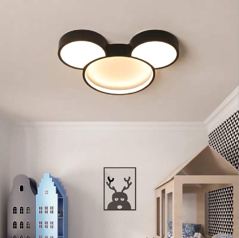 Modern LED Ceiling Light with Acrylic Cartoon Mickey Mouse Design - Stepless Dimming Flush Mount Fixture for Kids' Bedroom, Nursery, Playroom & Children's Room Decor - Perfect for Disney Themed Bedrooms and Play Areas