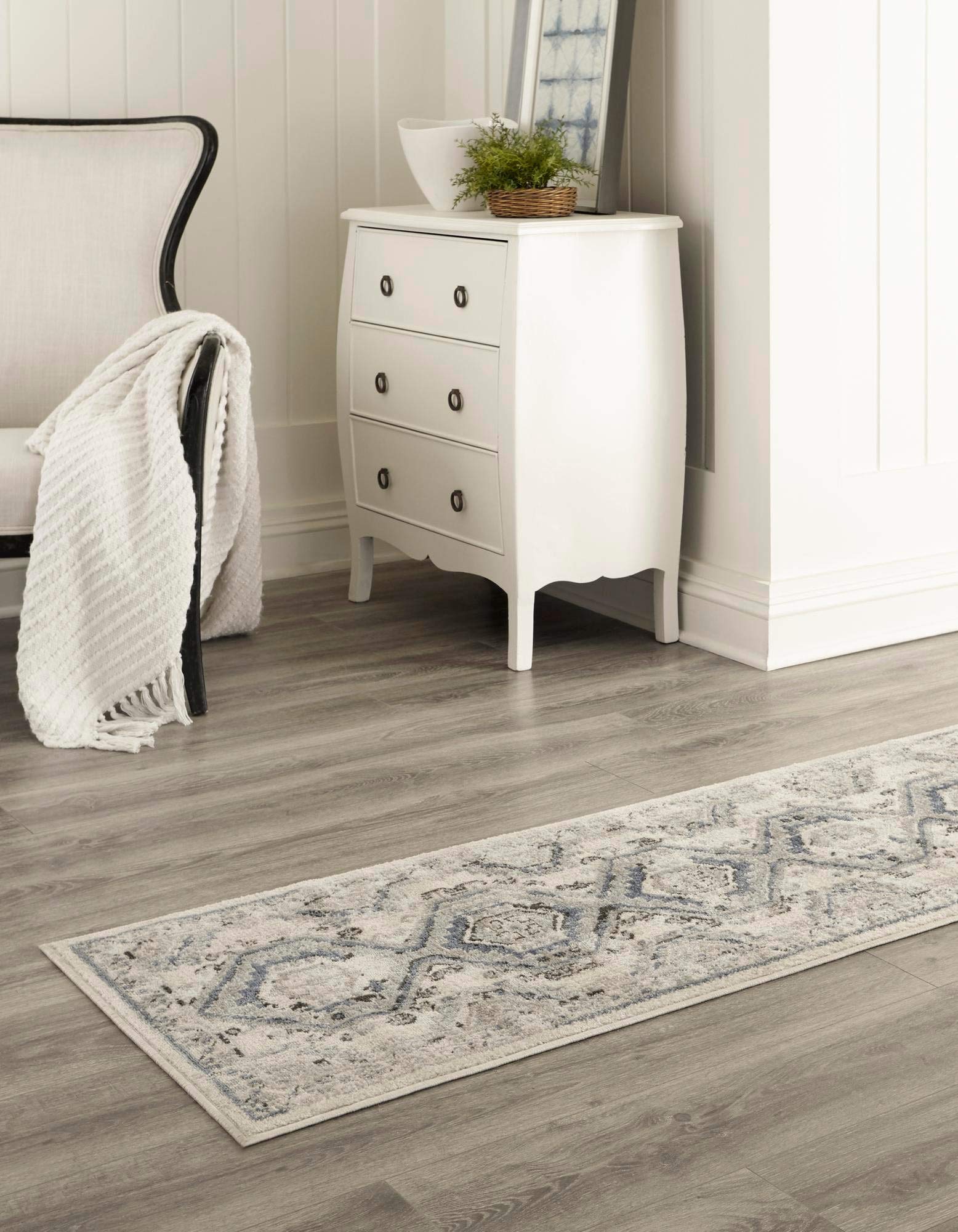 Charlotte Collection 13 Ft Runner Rug in Aqua - Low-Pile Hallway & Entryway Rug for Home Decor | Perfect for High-Traffic Areas, Living Rooms & Bedrooms