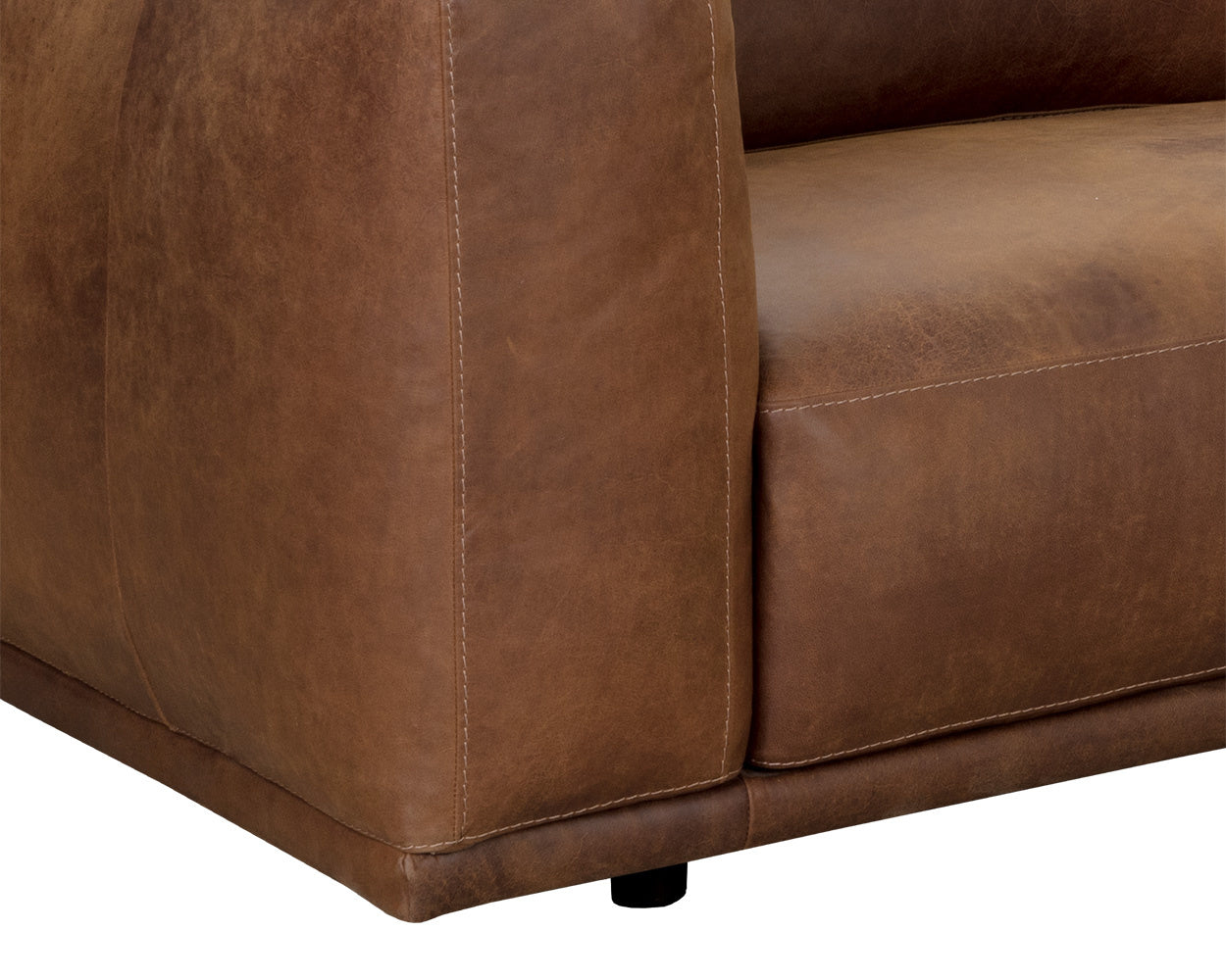 Beau Sofa Chaise Raf Lucia in Premium Tobacco Leather - Modern Sectional Sofa for Living Room, Lounge & Home Theater