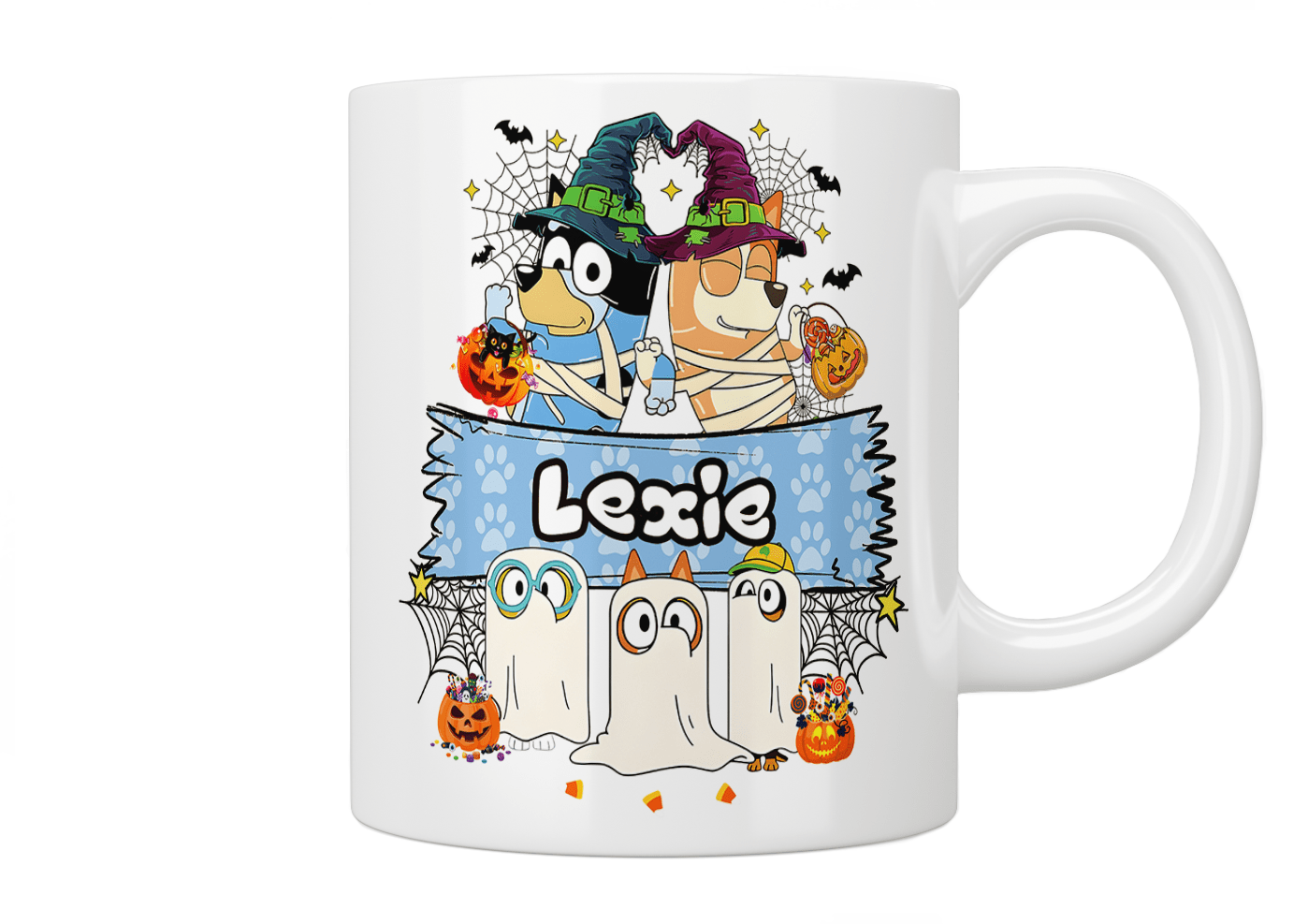 Personalized Bluey Halloween Coffee Mug - Custom Name & Design - Perfect for Kids & Adults - Great Gift for Halloween Parties, Trick or Treating & Cozy Fall Mornings