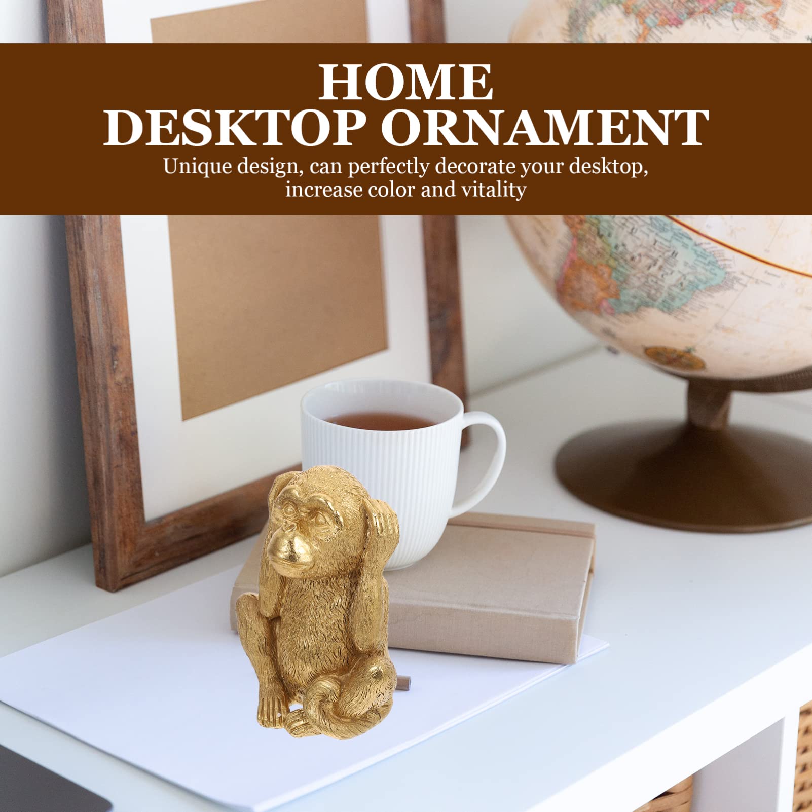 Yardwe 3 Wise Monkeys Statue - Resin See No Evil Hear No Evil Speak No Evil Figurine - Home Office Desk Decor Sculpture - Perfect for Zen Decor, Meditation Spaces & Gift Giving