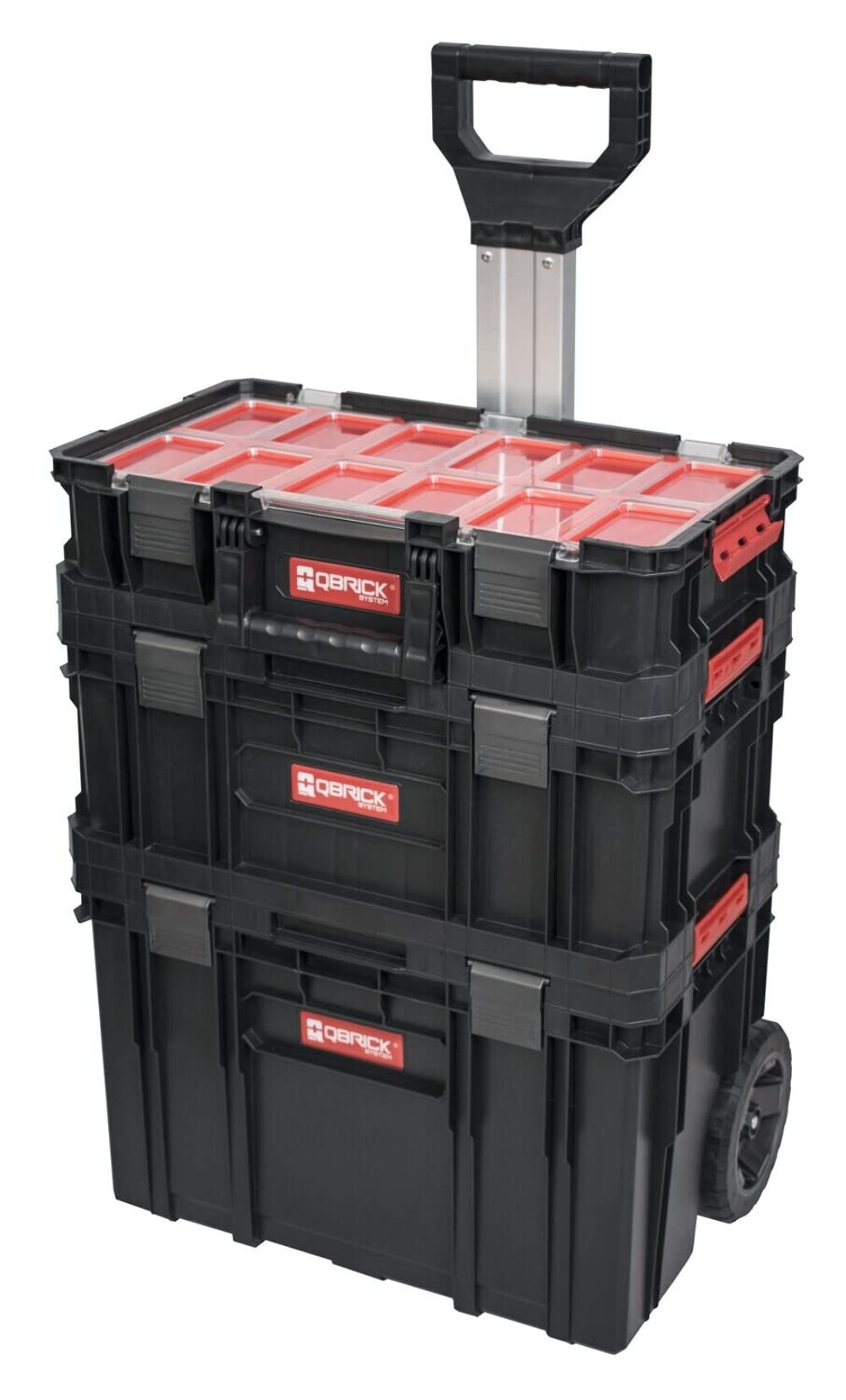 QBRICK Two Set Plus Box System on Wheels - Portable Storage Solution for Home, Office & Travel Organization