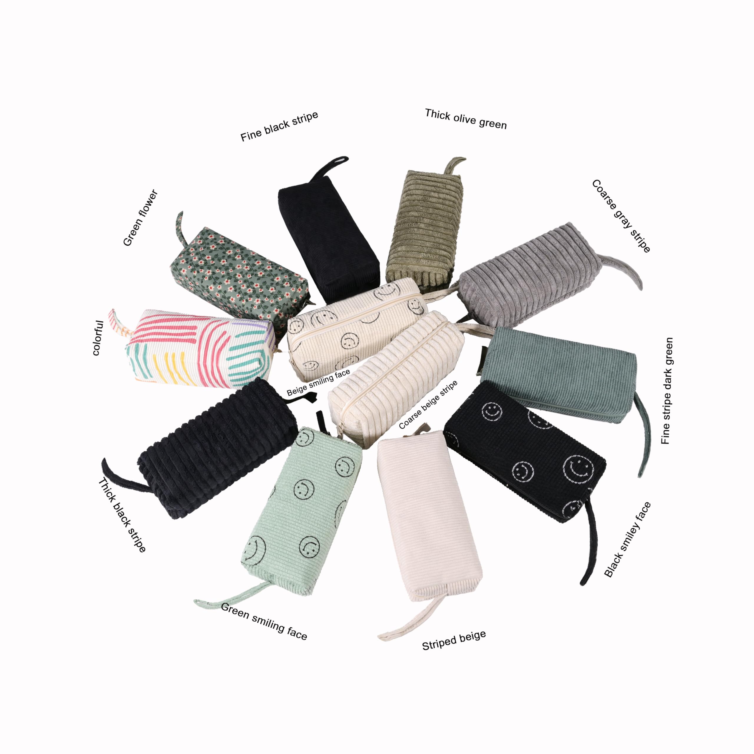 Women's Small Corduroy Makeup Bag - Travel Cosmetic Pouch with Zipper for Purse & Toiletries