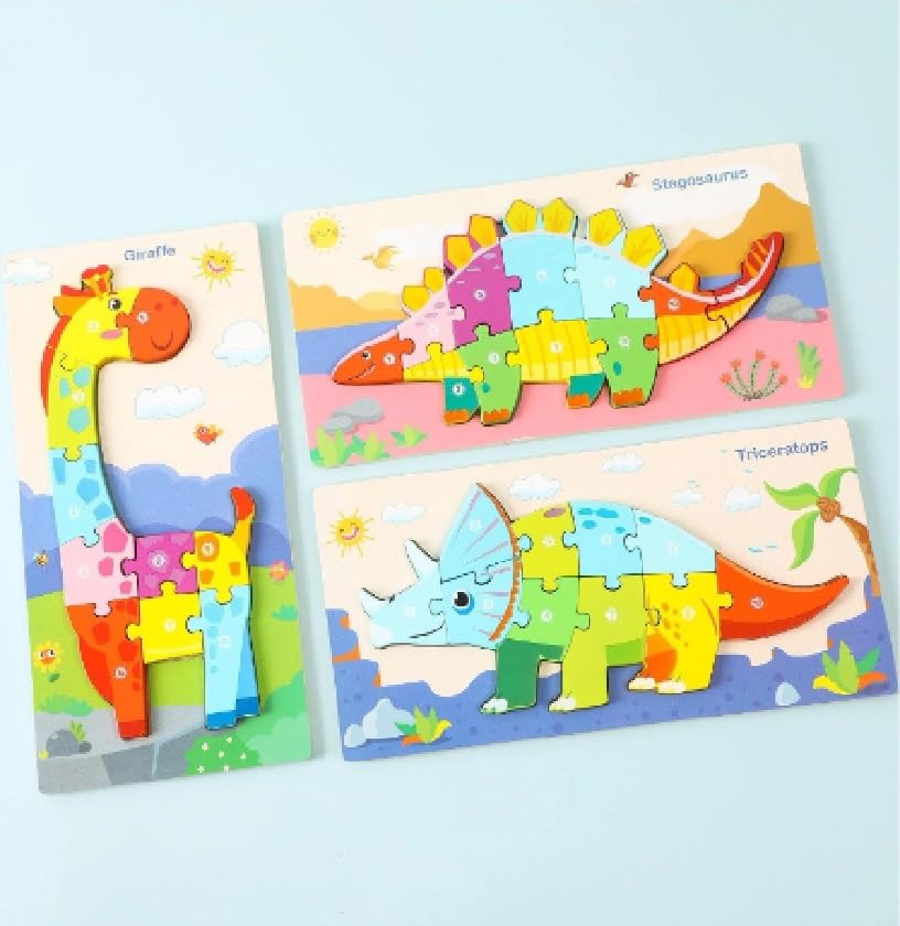 Wooden Animal Shaped Puzzle for Kids Ages 3+ | Educational Toddler Learning Toy with Assorted Templates | Montessori STEM Toy for Early Childhood Development - Perfect for Birthday Gifts, Classroom Activities & Family Game Night