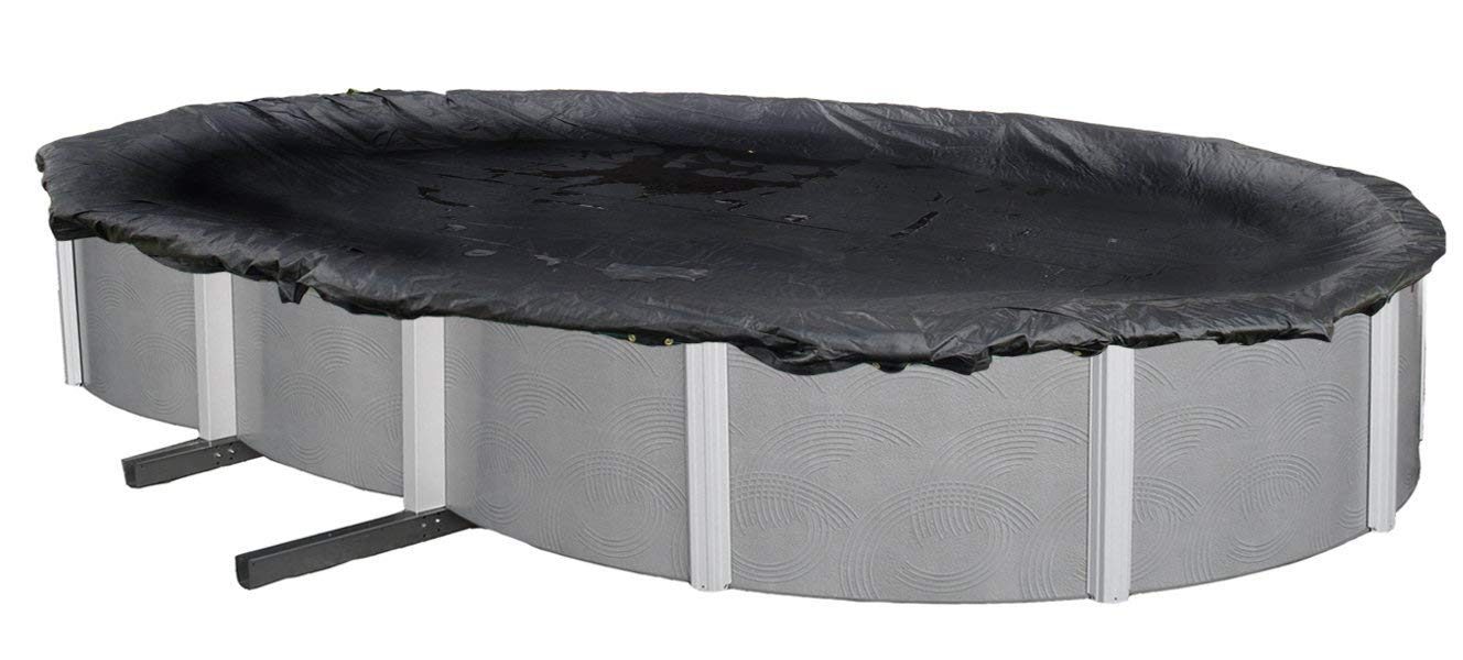 SET SunSolar Energy Technologies - 15x30 Foot Oval Above Ground Winter Pool Cover with Sturdy Cable & Winch | Heavy-Duty Mesh Design for Snow & Leaf Protection | Includes Cover Clips | 8-Year Warranty | Perfect for Winterizing Inground & Above Ground Pools