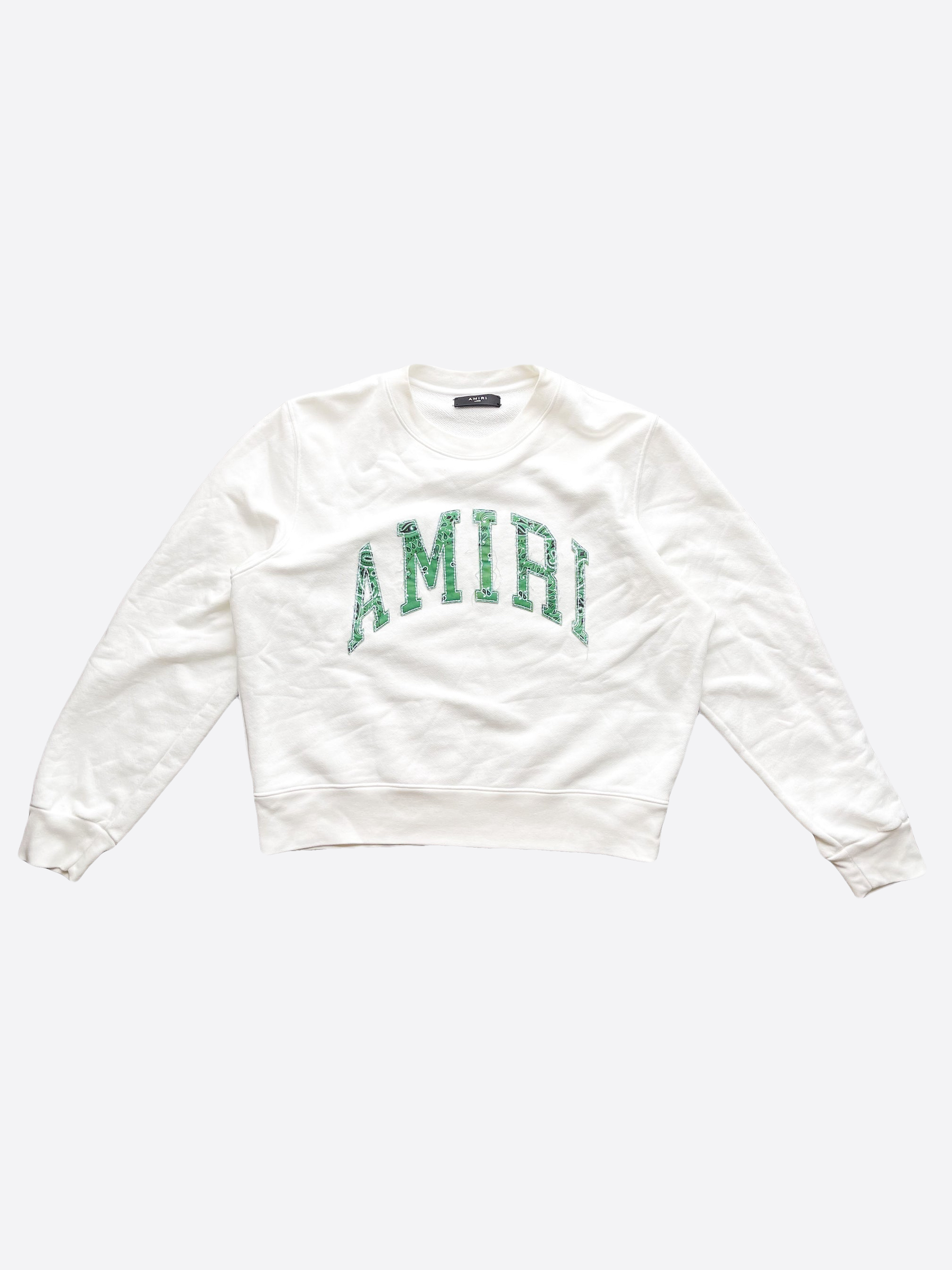 Amiri Green Bandana Logo Crewneck Sweatshirt - Men's Casual Streetwear Pullover for Urban Fashion & Everyday Wear