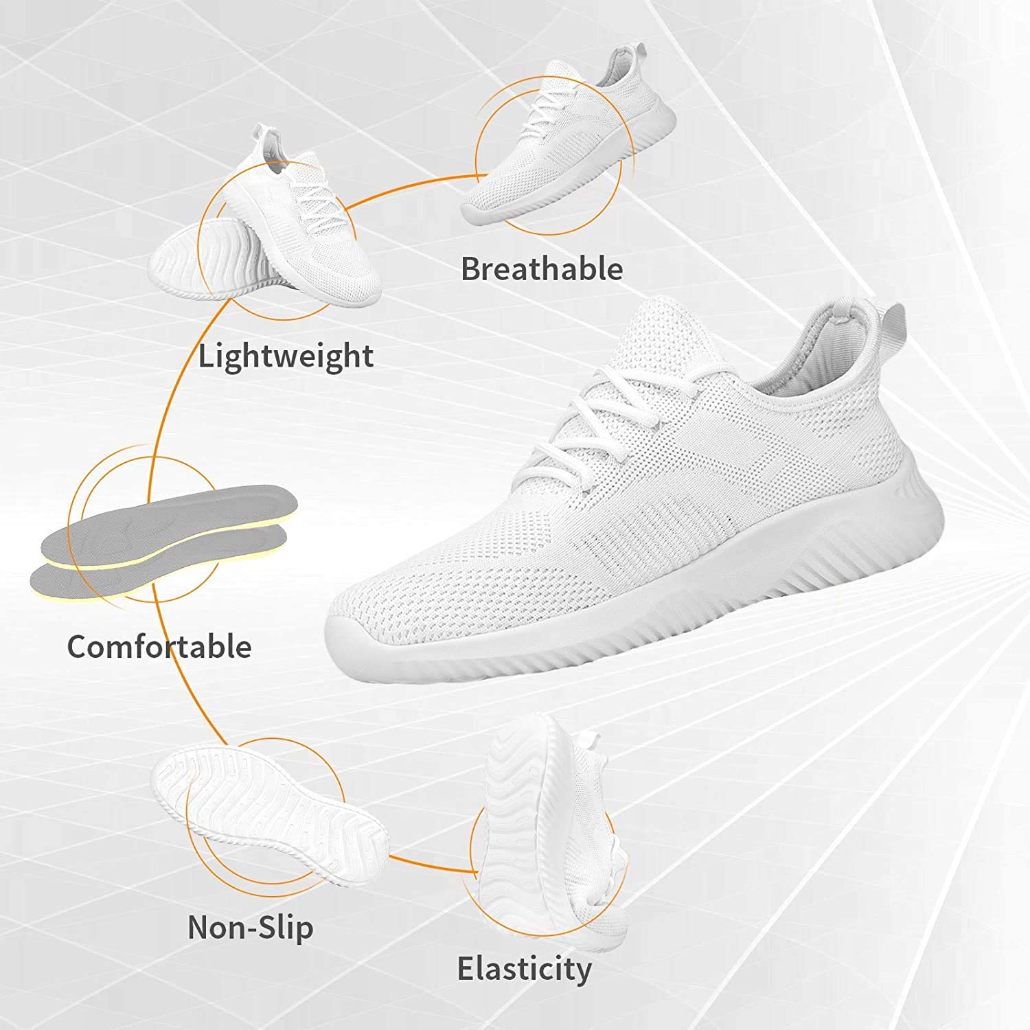 Rospick Women's Comfortable Walking Sneakers - Lightweight Athletic Shoes for Casual Wear, Gym & Outdoor Activities